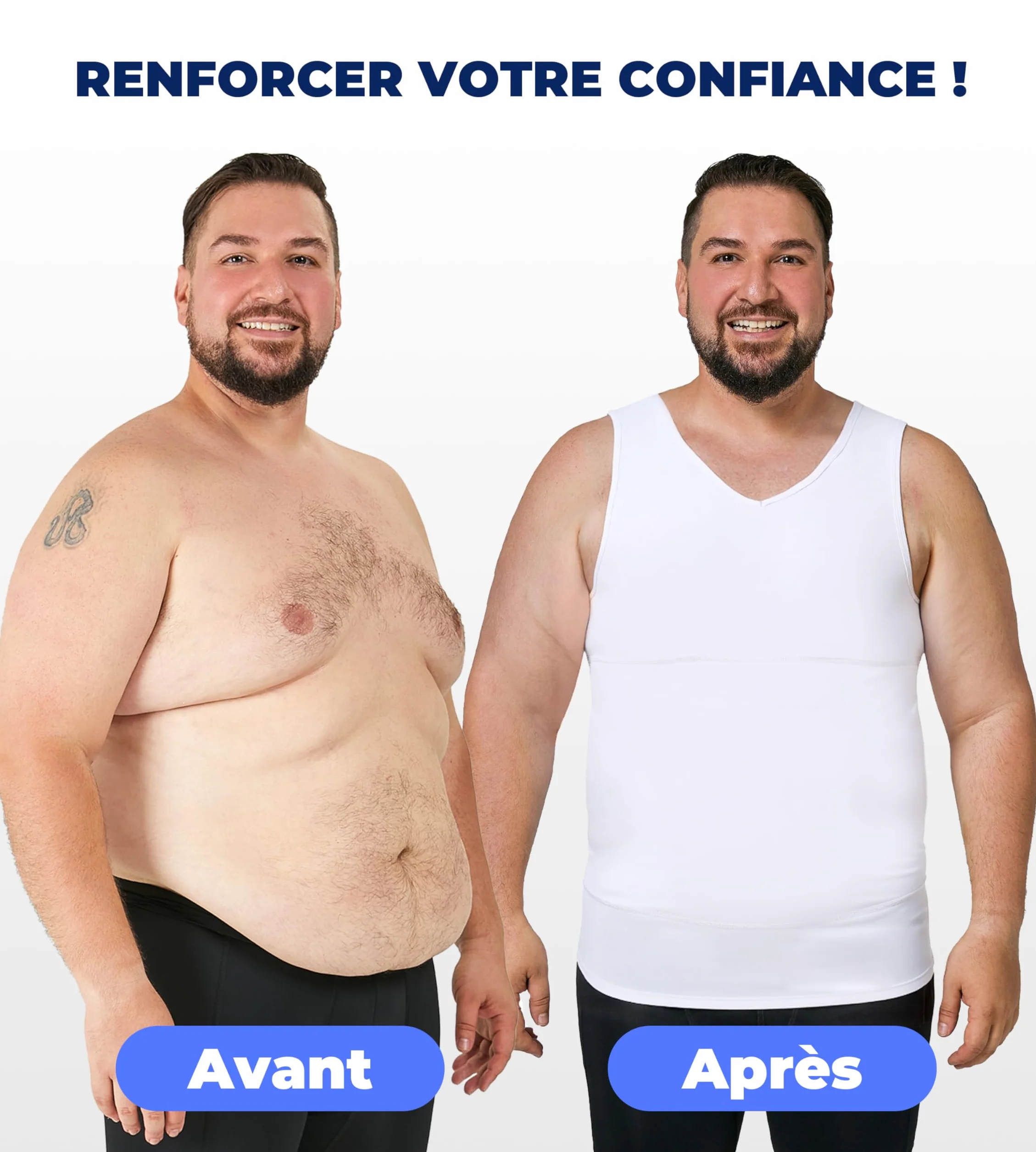 Débardeur de Compression Homme col V Gainant Gynécomastie