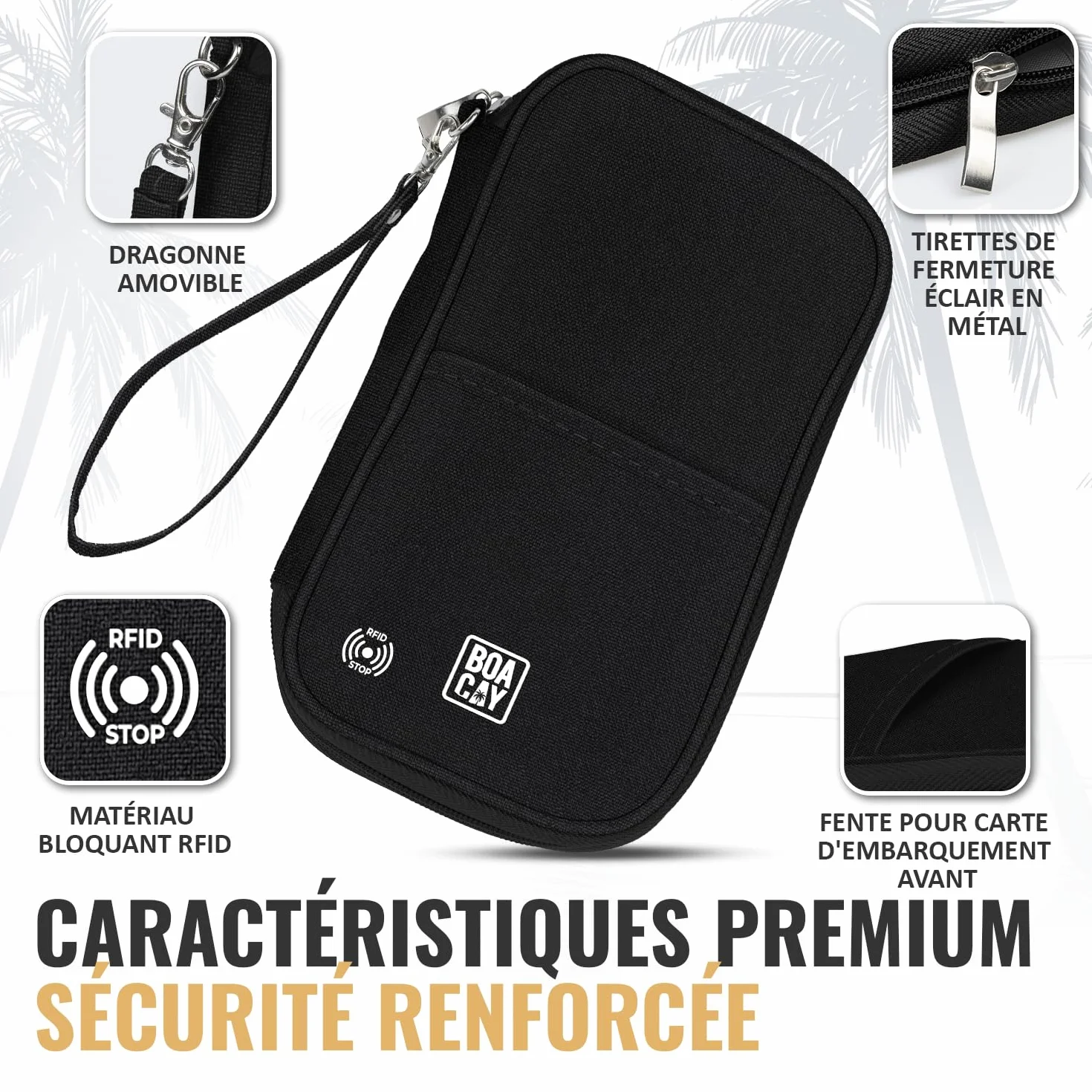 BOACAY Pochette Passeport Familial RFID avec Portefeuille Étui Voyage Femme Homme
