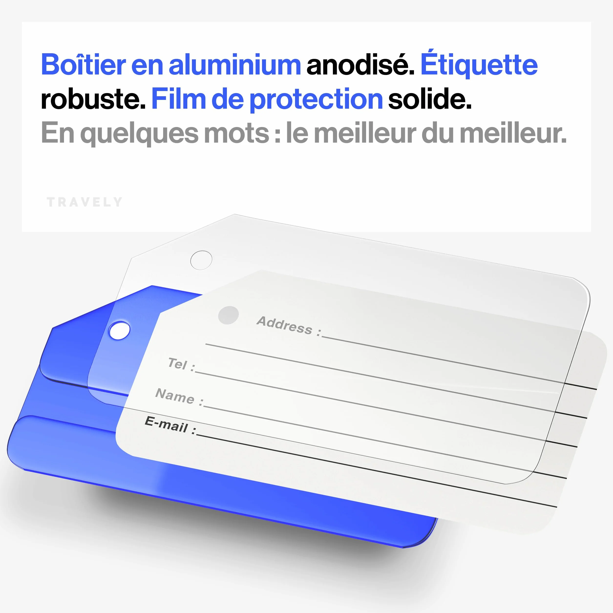 Étiquette de bagage de qualité supérieure - Nominative et protection de la vie privée - Polyvalente