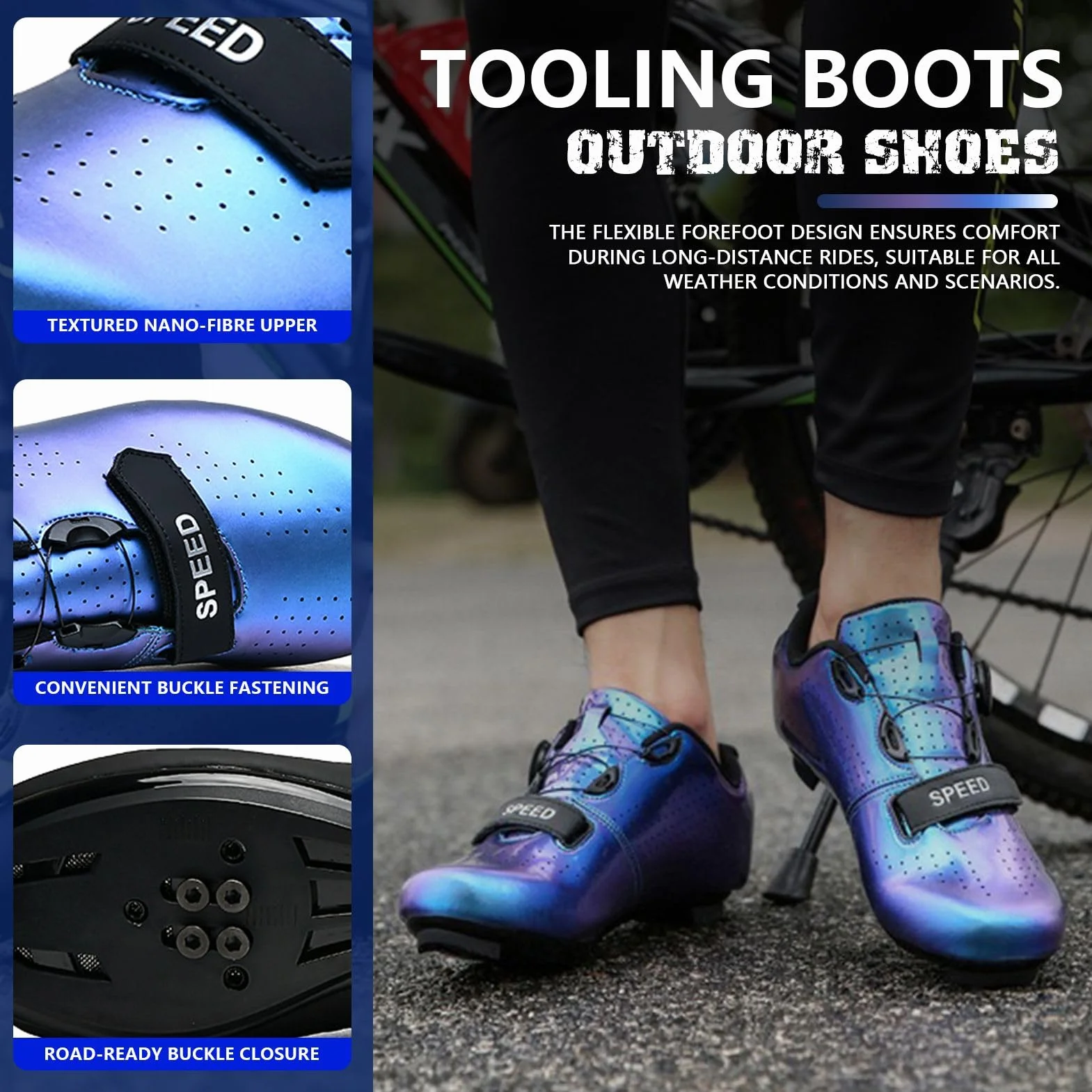 Chaussures Cyclisme Couleur Unie Hommes Femmes Route VTT Compatibles SPD SPD-SL Look