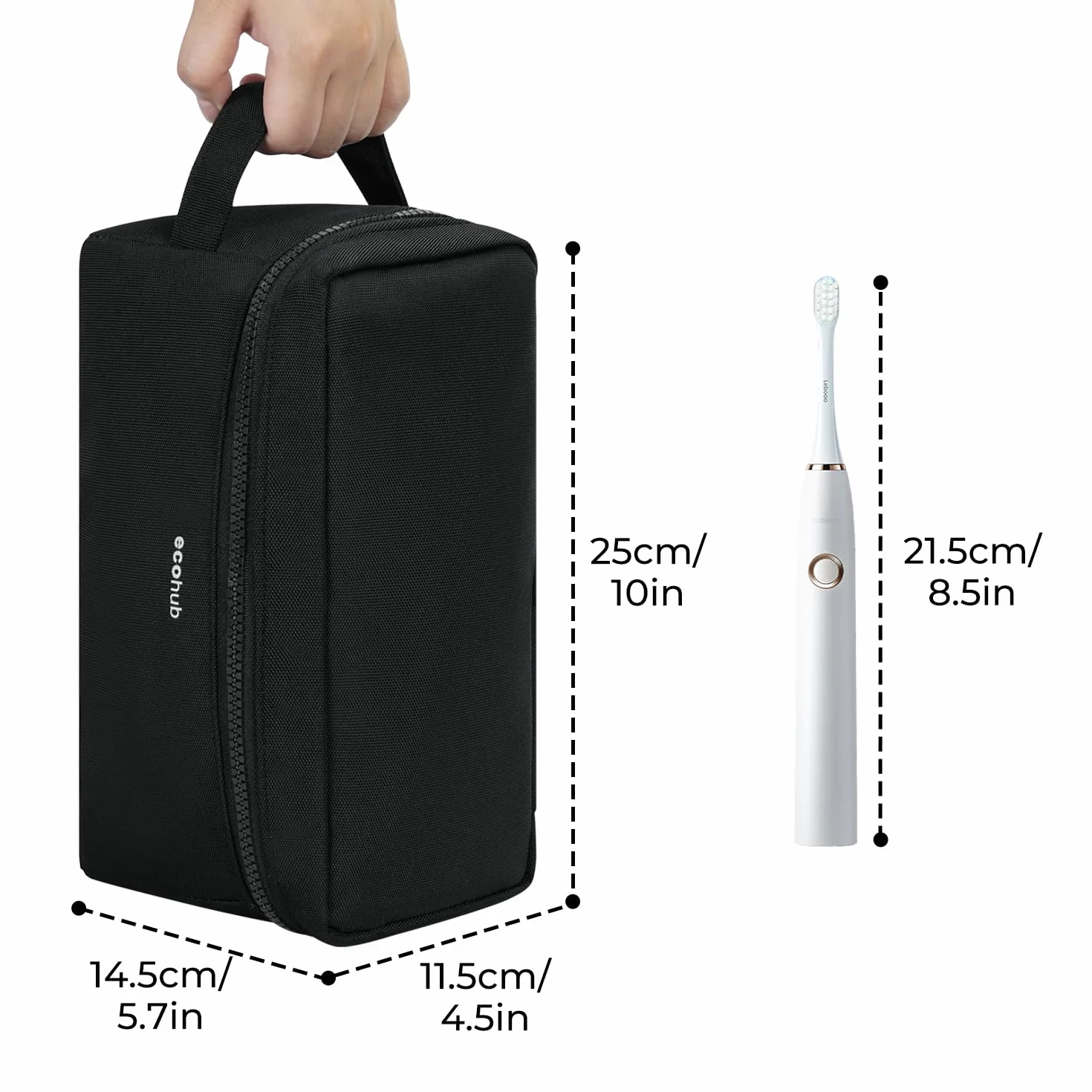 ECOHUB Trousse de Toilette Homme Femme Sac de Rasage Imperméable avec Poches Humides et Sèches pour Rangement Cosmétiques, Noir