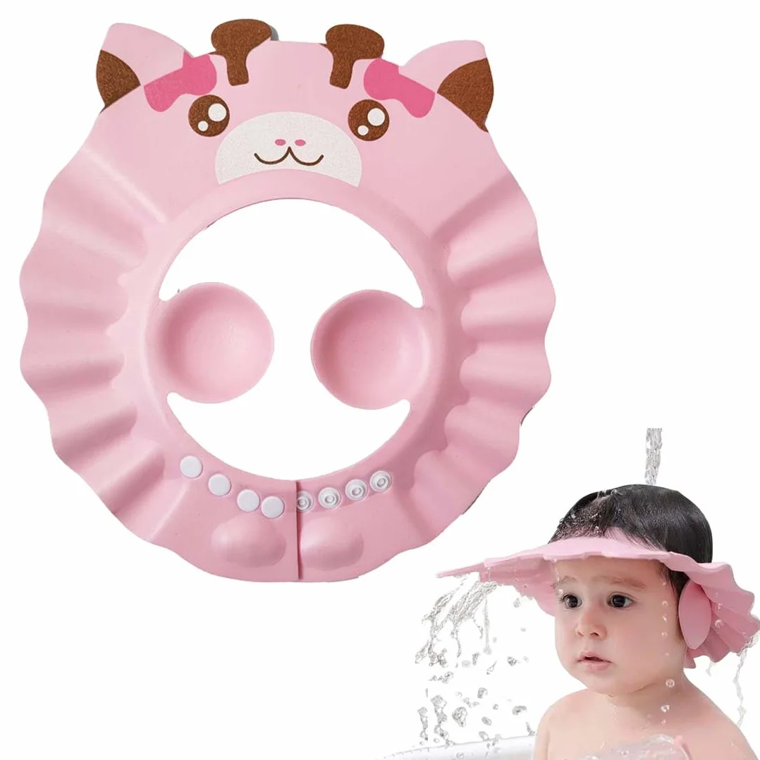 Bonnet de Douche Bébé Réglable avec Visière, Protège Yeux et Oreilles, Chapeau de Bain pour Enfants