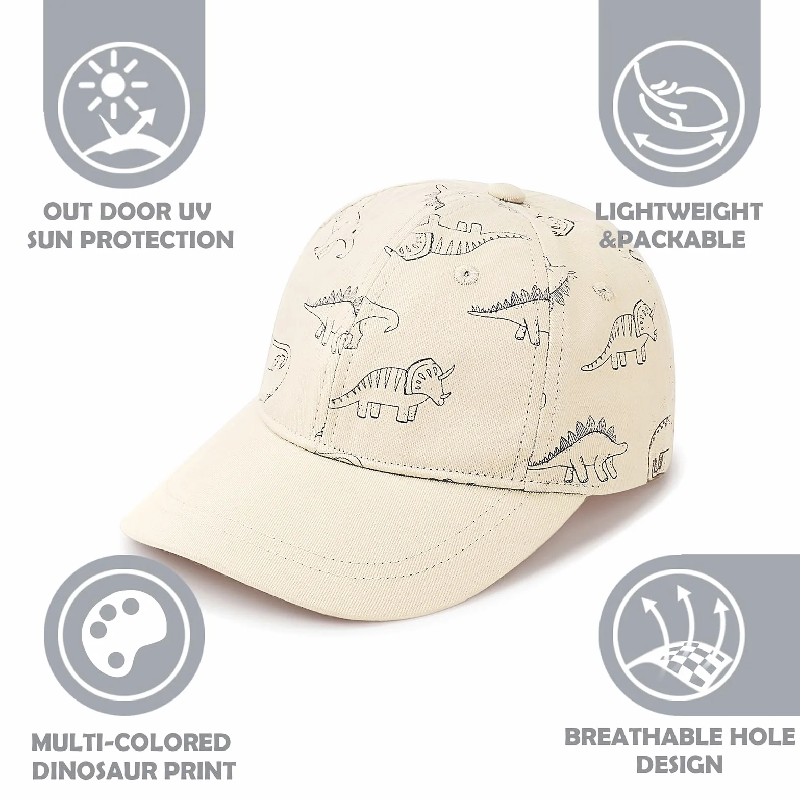 Dreshow Casquette Bébé Soleil Dinosaure Motif Unisexe Chapeau Nourrisson