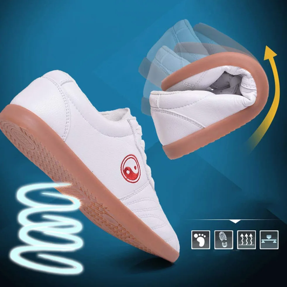 Chaussures d'Arts Martiaux Tai-Chi Baskets Kung-Fu Cuir Véritable Antidérapant Respirant Enfants Adultes