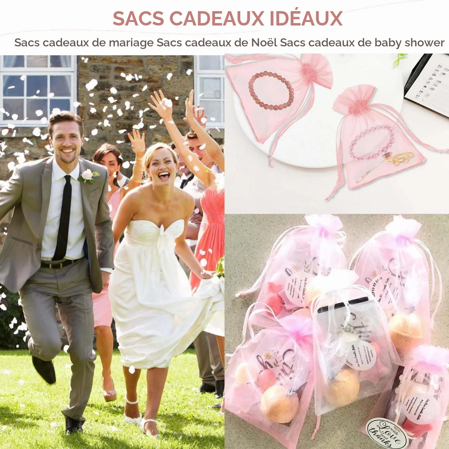 Sachet Organza 50PCS Pochette Cadeau 7x9 cm Sac à Bijoux Lavande Mariage