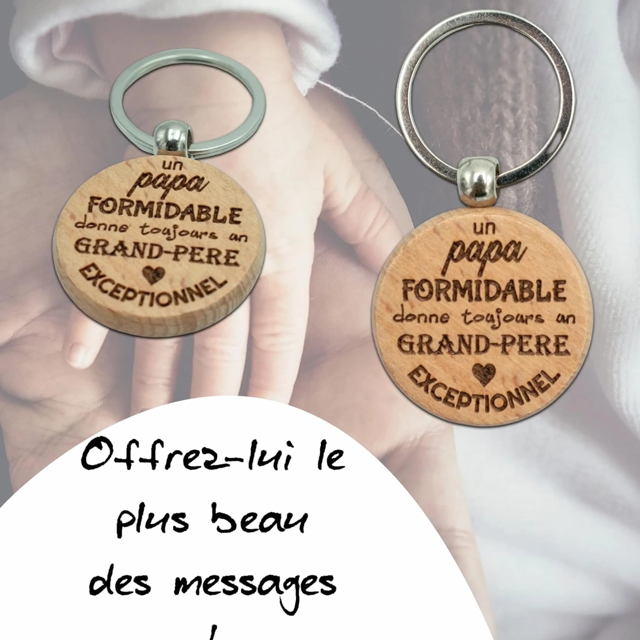 Ernestine Porte-clés Papi exceptionnel annonce grossesse naissance cadeau fête des grands-pères pères personnalisé papy anniversaire
