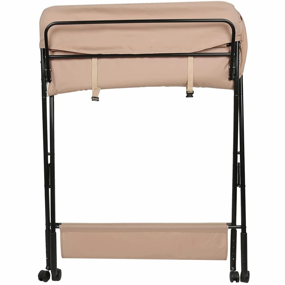 Table à Langer Pliable et Portable, Charge Max 25 kg, Réglable en Hauteur (Amande)