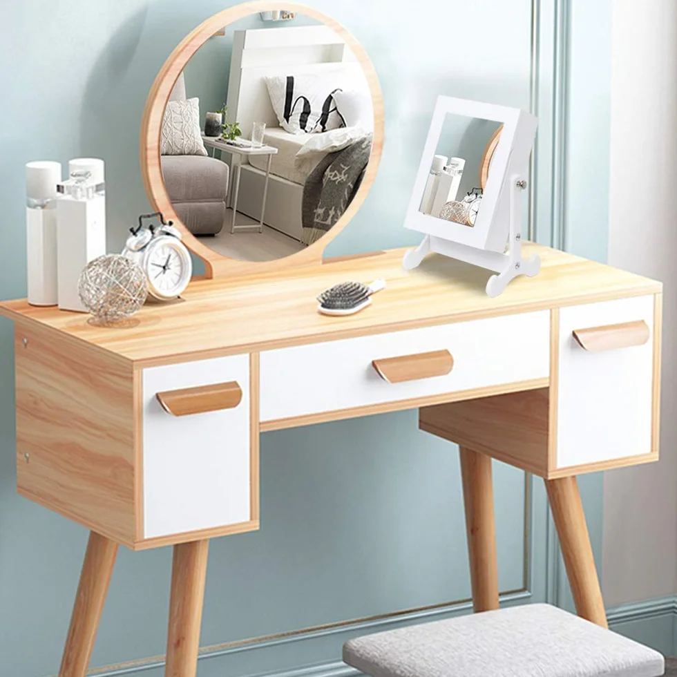 Alightup Armoire à Bijoux avec Miroir, Organisateur sur Pieds Verrouillable Blanc