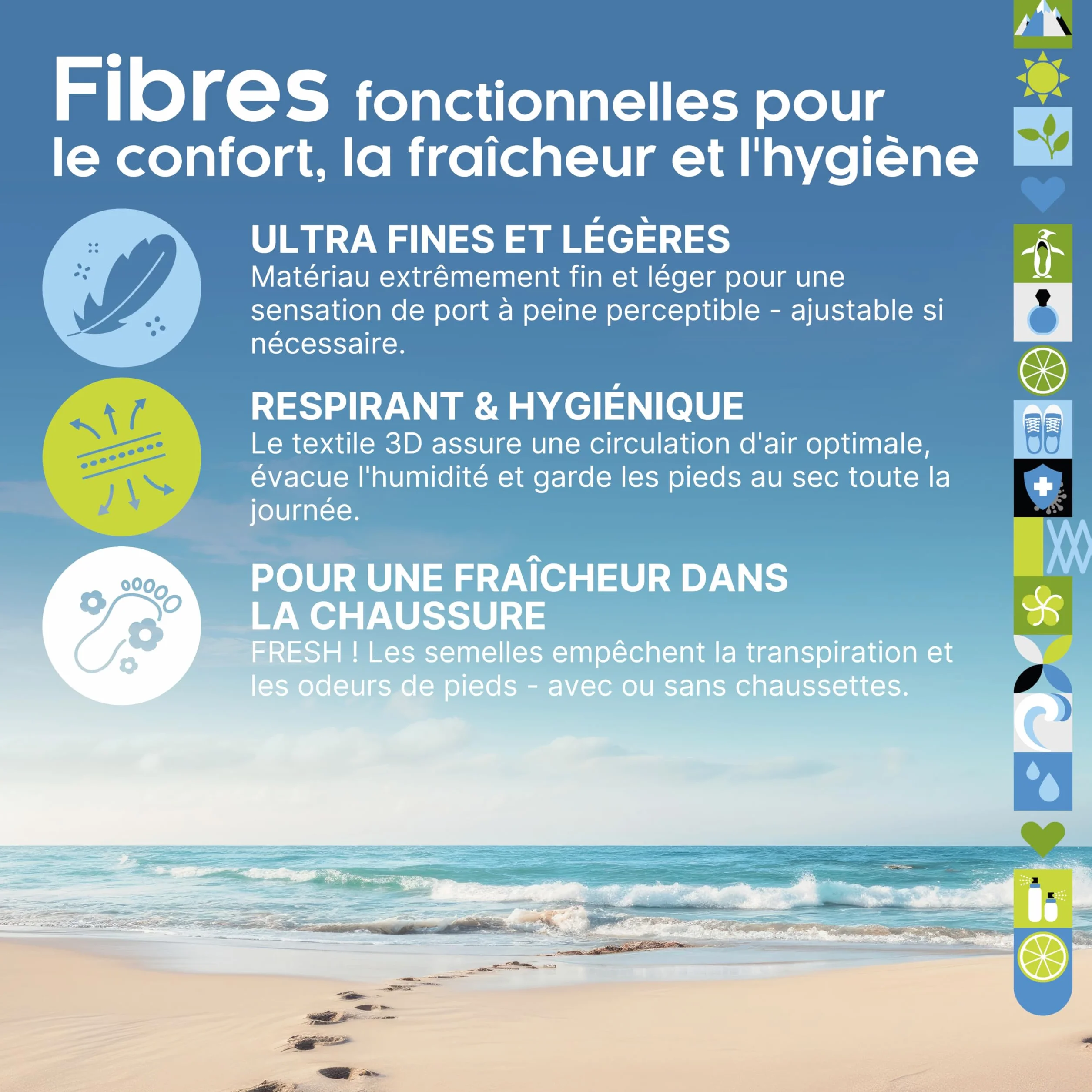 biped FRESH! 8 paires semelles fraîcheur clean breeze - Semelles intérieures extra fines contre odeurs de pieds 40-41