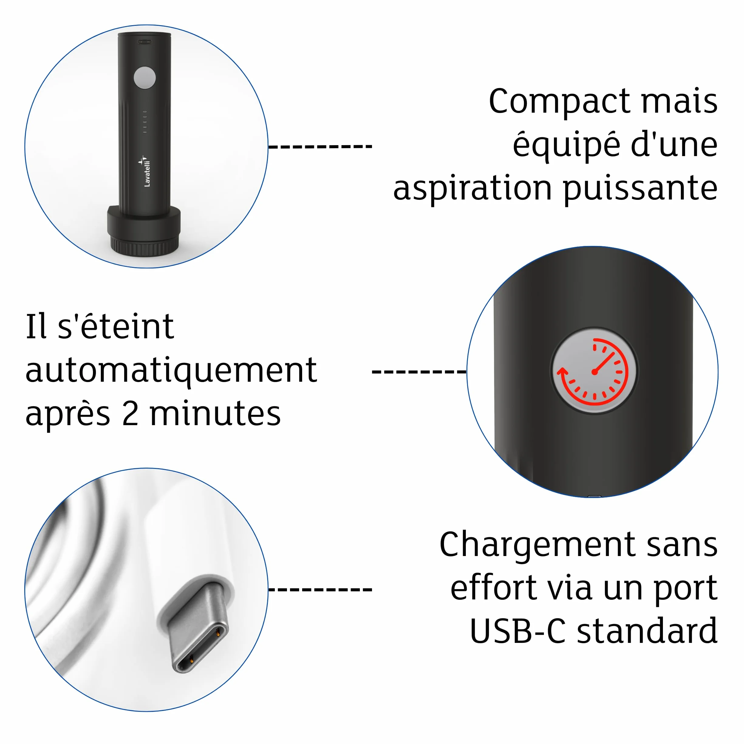 Pompe à Vide Portable USB-C pour Sac Sous Vide Vêtement Voyage Aspirateur Compact Sans Fil