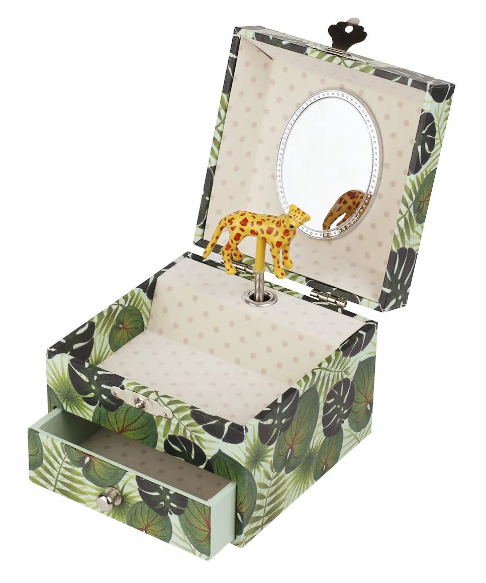 TROUSSELIER Boite à Bijoux Enfant avec Musique Thème Savane Cadeau Bapteme Naissance