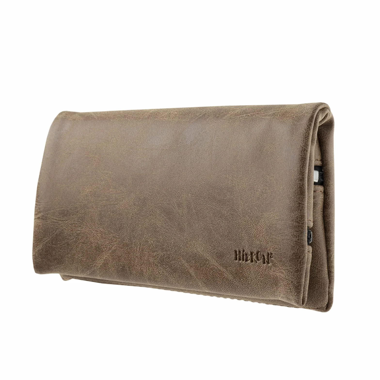HIBRON Blague à Tabac Pochette Cuir Marron