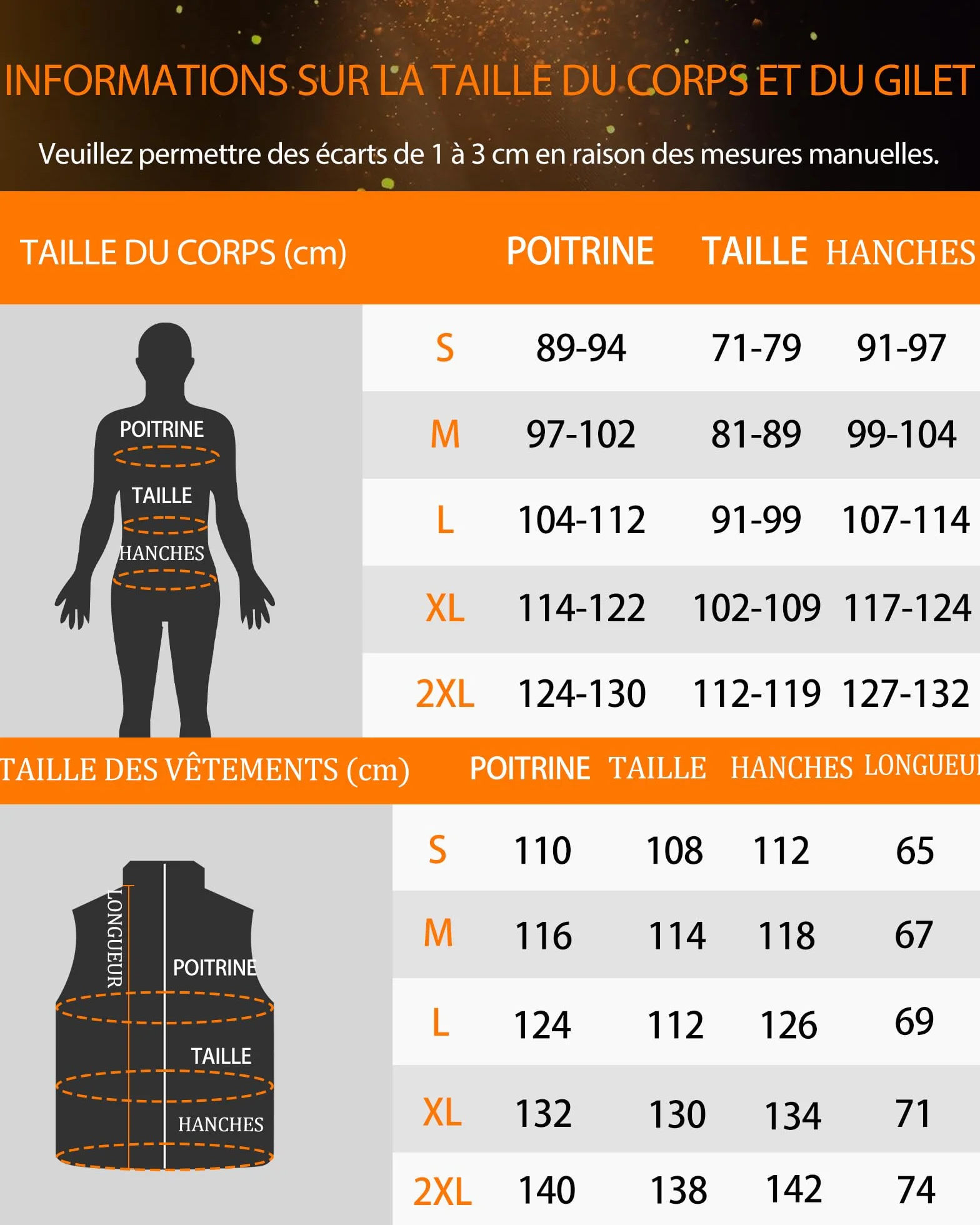 Gilet Chauffant Homme 20000mAh 7.4V 8 Zones de Chauffage 3 Niveaux de Chaleur Électrique Plein Air