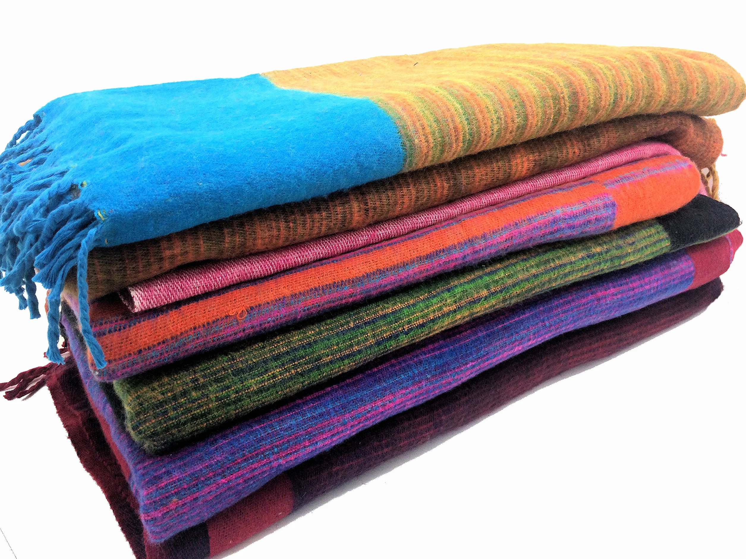 Ethique Tibetan Yak Wool Shawl Hippy Funky Festival Travel Blanket