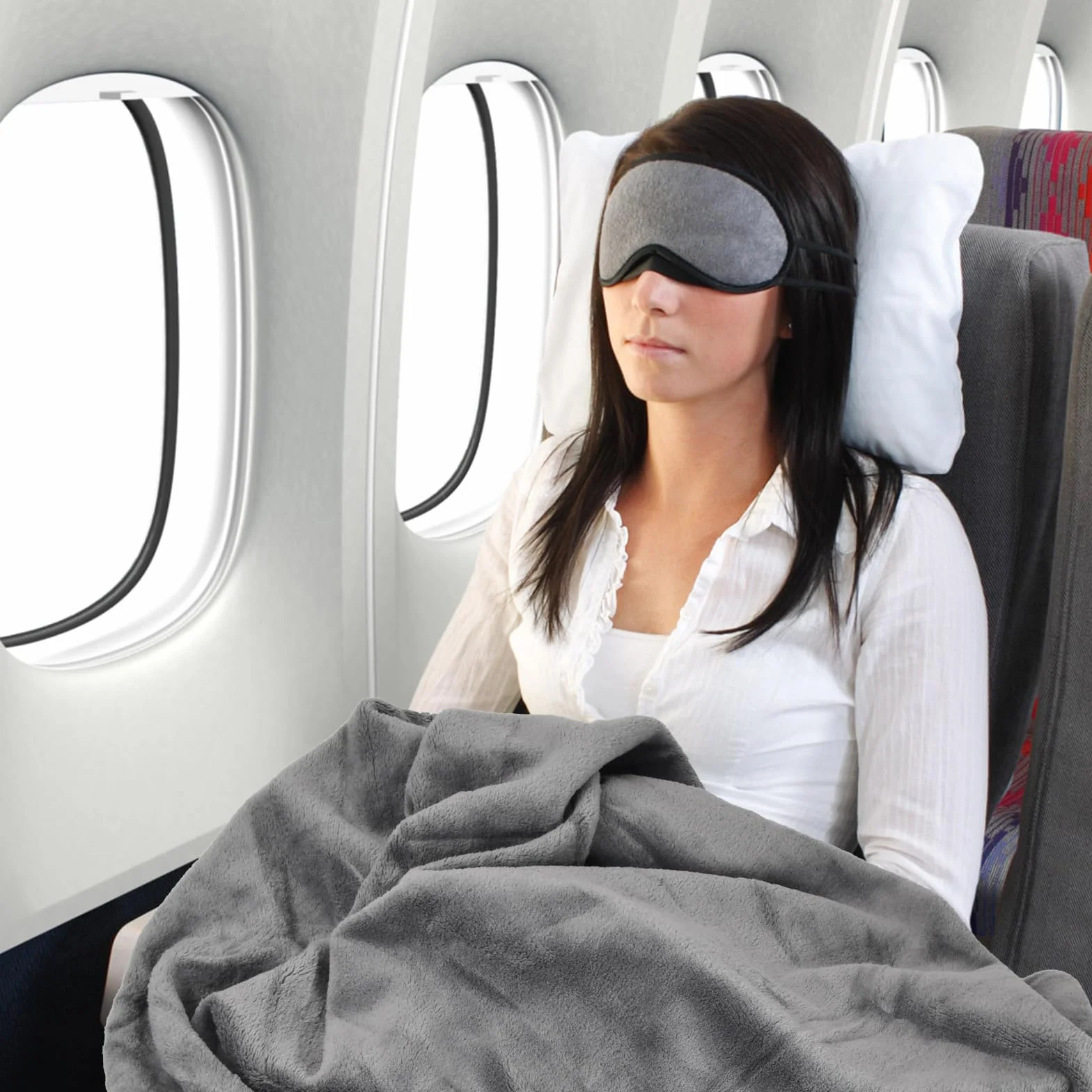 Amexo Couverture de Voyage Douce et Chaude 2 en 1, Super Légère Portable Gris