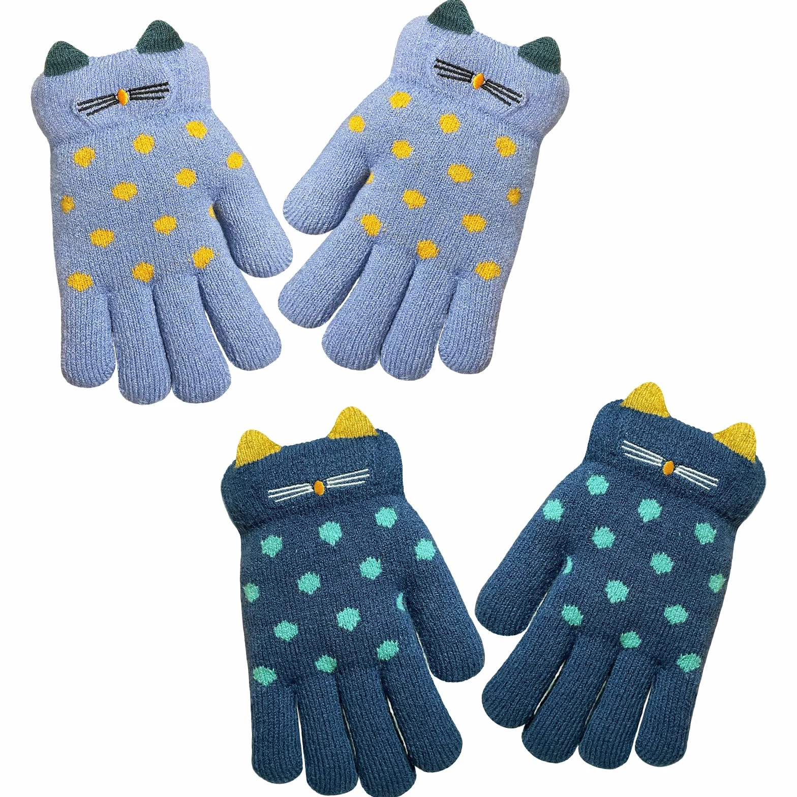 Gants d'hiver enfants 6-10 ans lot de 2 paires peluche chaude tricot extensibles