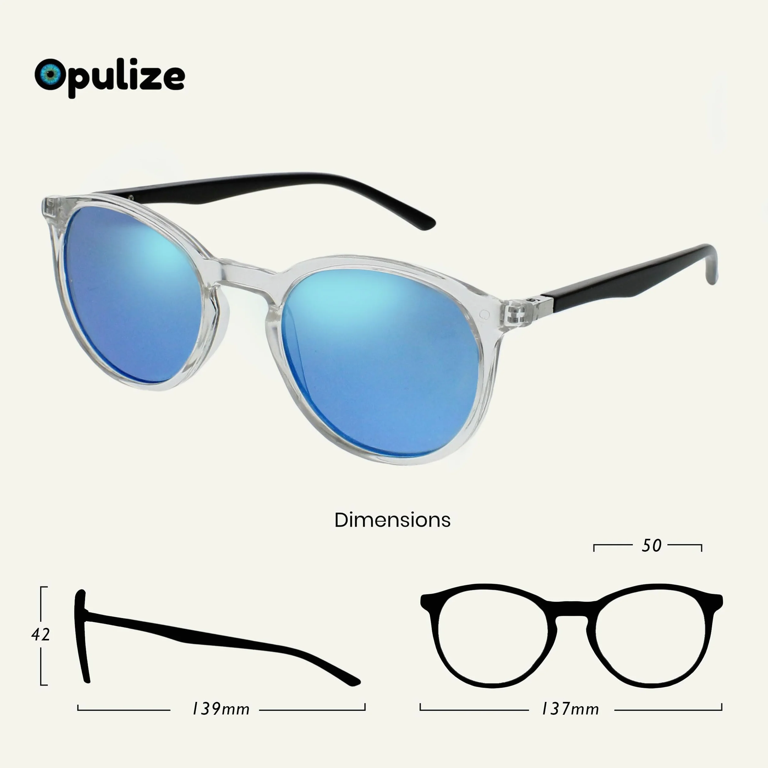 OPULIZE Lunettes de Lecture Solaire Monture Ronde Mince Charnières Ressort Verres Teintés Anti-Rayures +3.00