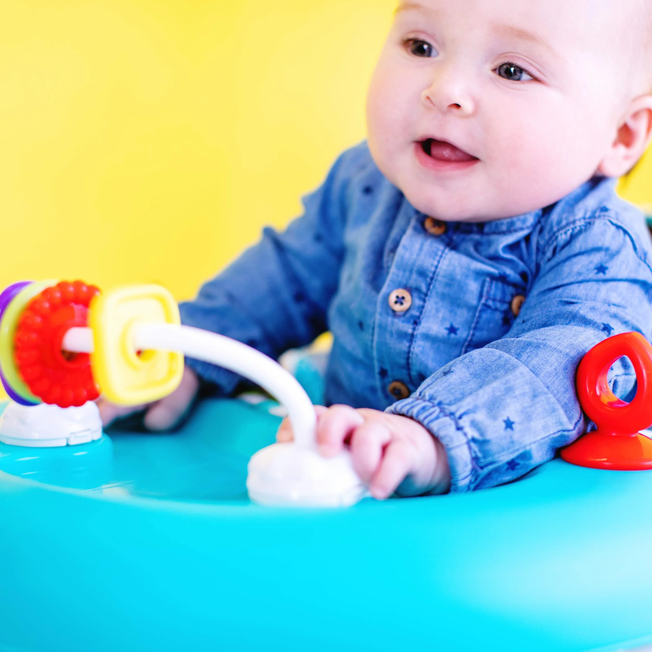 Bright Starts Trotteur Bébé Pliable Giggling Safari Vert/Bleu 6 Mois+
