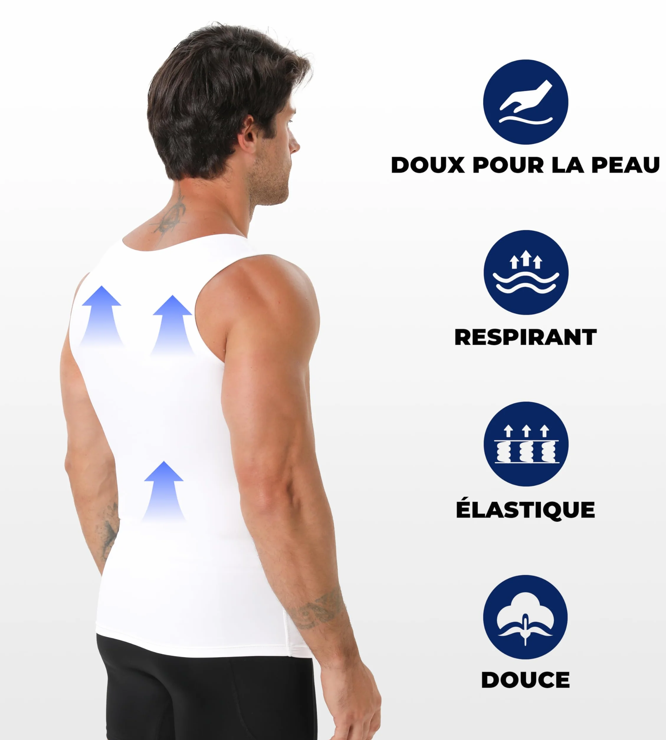 Débardeur de Compression Homme col V Gainant Gynécomastie
