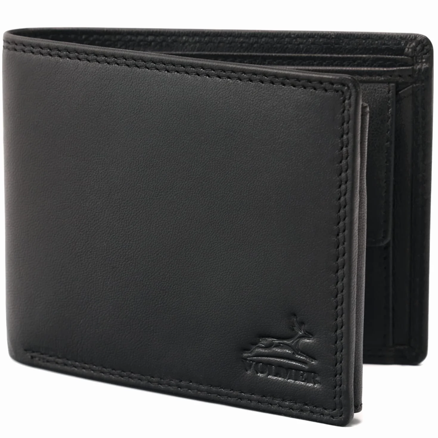 Portefeuille en cuir véritable noir format paysage Homme