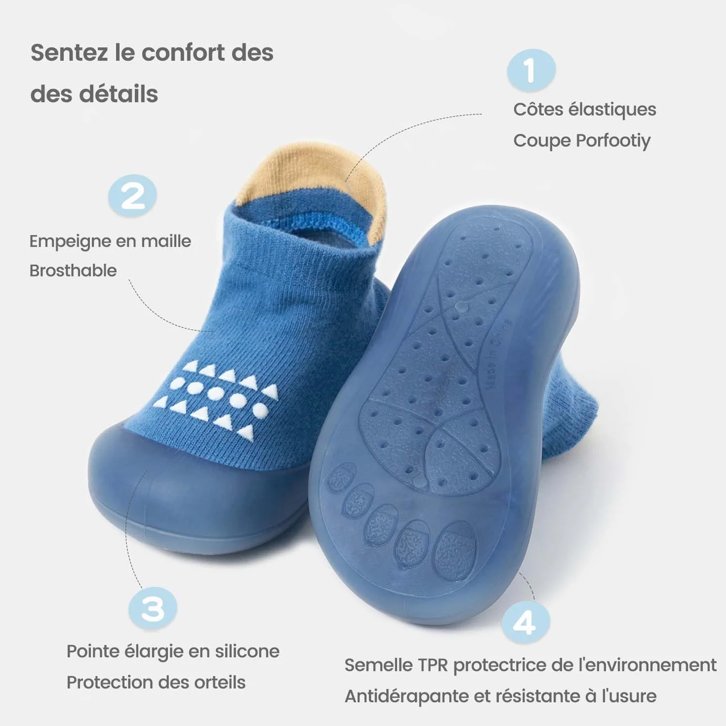 Chaussures de marche bébé garçon fille Antidérapantes respirantes Semelle caoutchouc souple