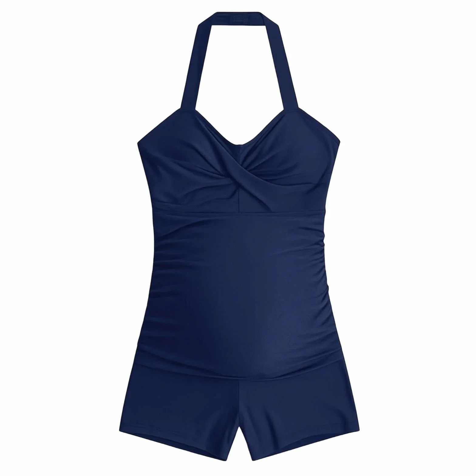 Maillot de Bain Grossesse Femmes Une Pièce Bikini Maternité Col en V avec Coussinet Amovible Froncé Plage Piscine