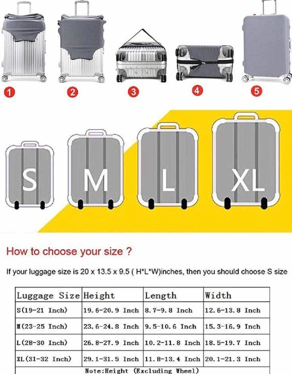 Housse de Protection pour Bagages 28/29/30 Résistant à l'Eau Lavable Noir