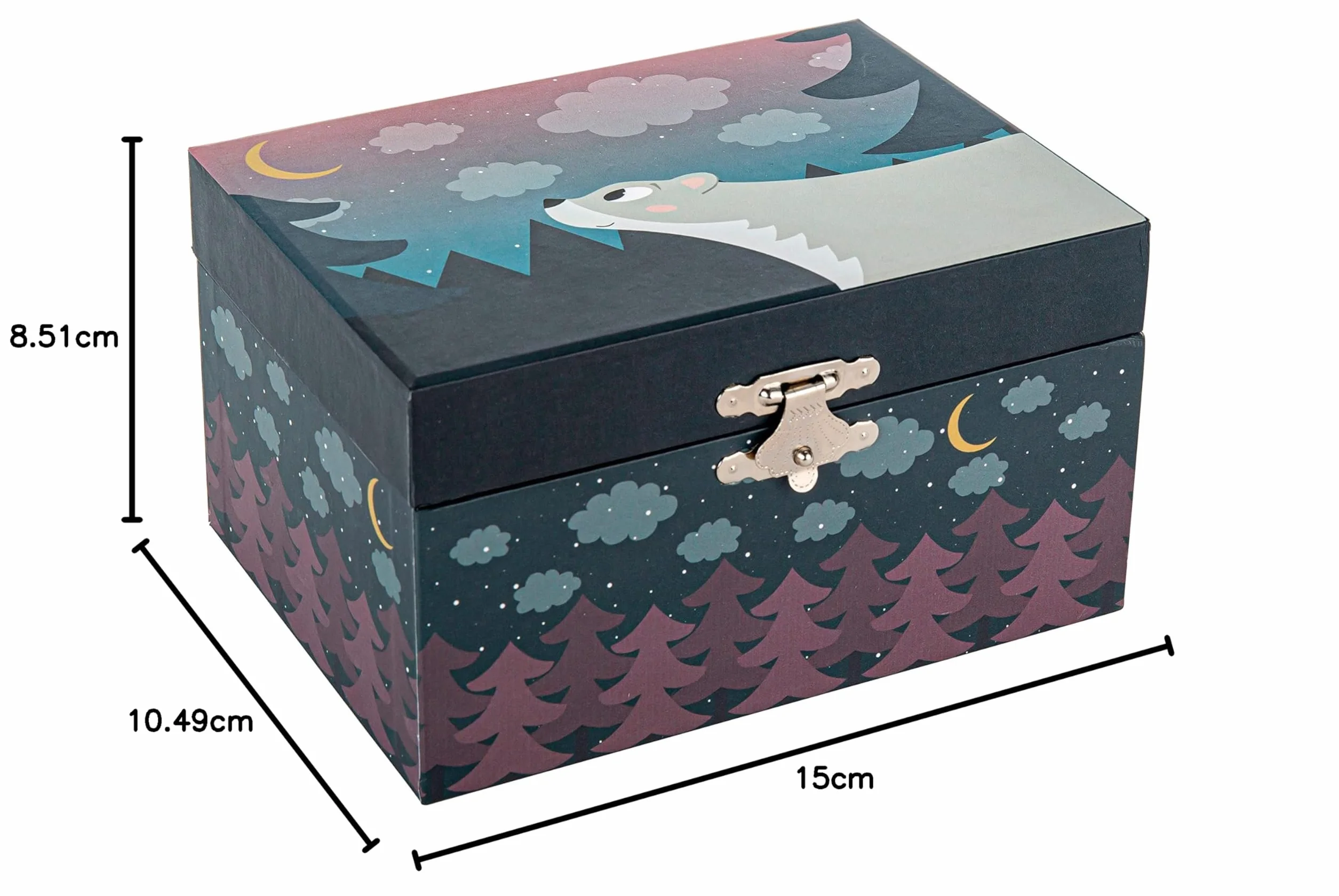 TROUSSELIER Coffret Musical Ours dans la Forêt Bleu nuit Phosphorescent Brille dans la nuit