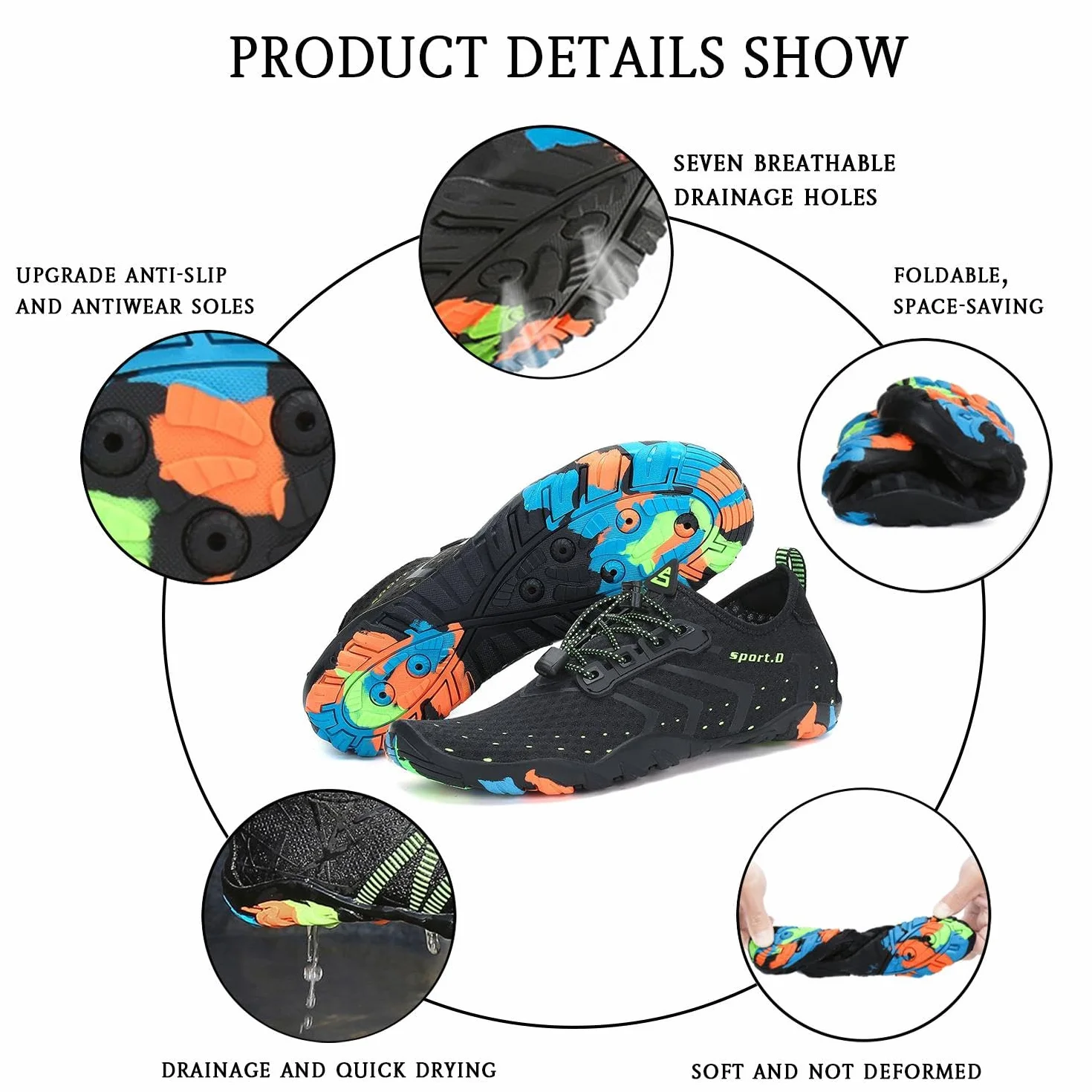 SAGUARO Chaussures Aquatiques Homme Femme Chaussure d'eau Respirant Plage Séchage Rapide Baignade GR.35-48 EU