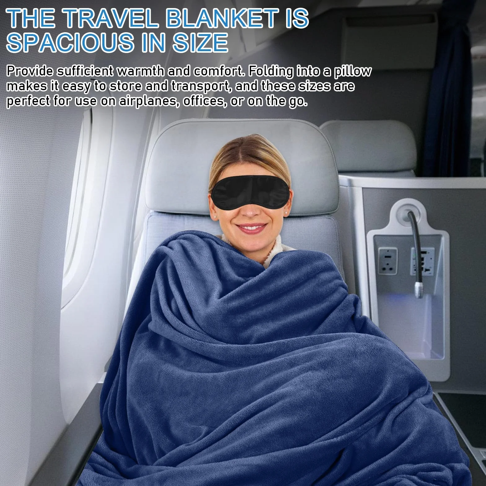 BAIFULAI Couverture de voyage 2 en 1 avec masque de sommeil et bouchons d'oreilles - Coussin transformable