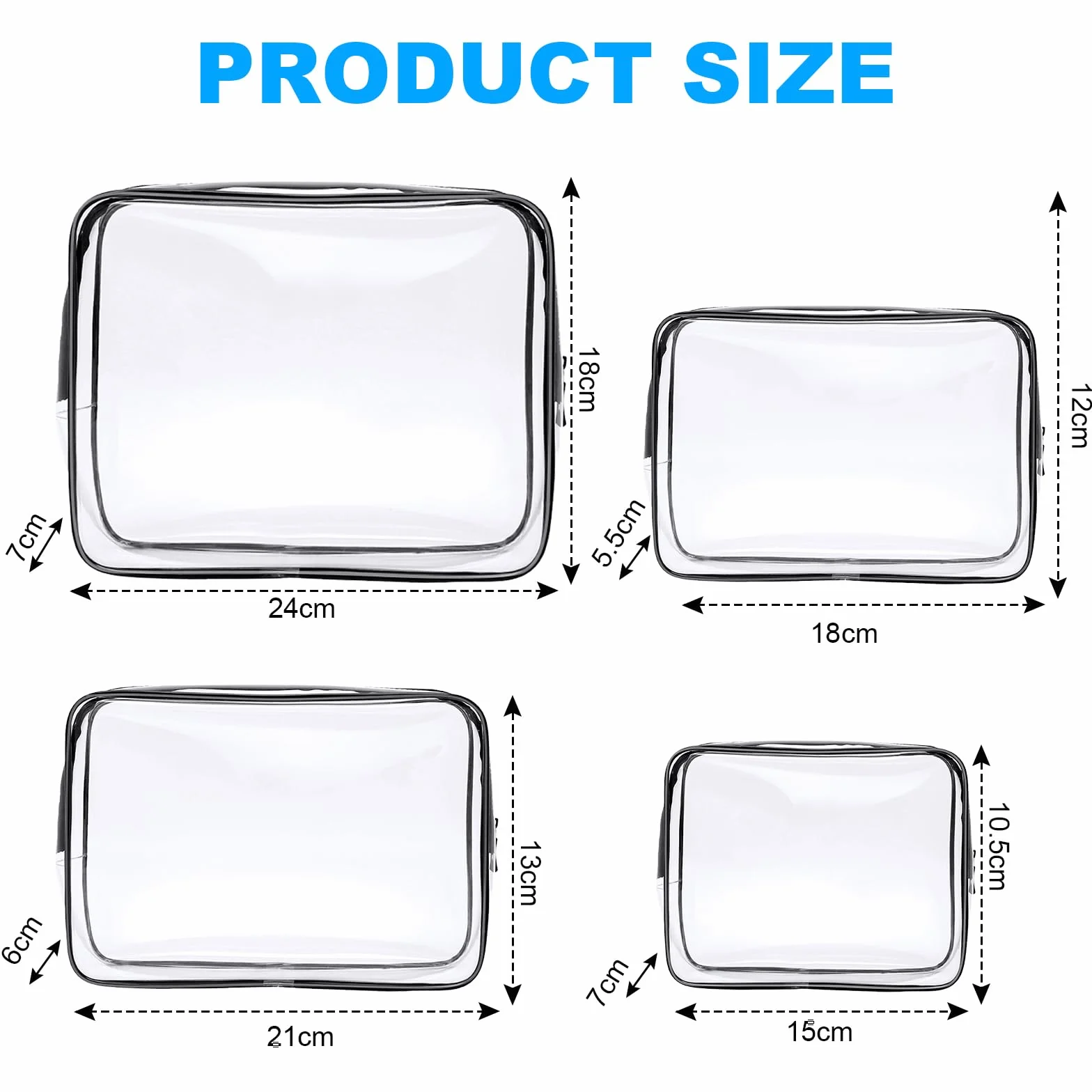Aucuu Trousse de Toilette Transparente PVC Étanche Kit de Voyage Avion Sac de Rangement Cosmétiques