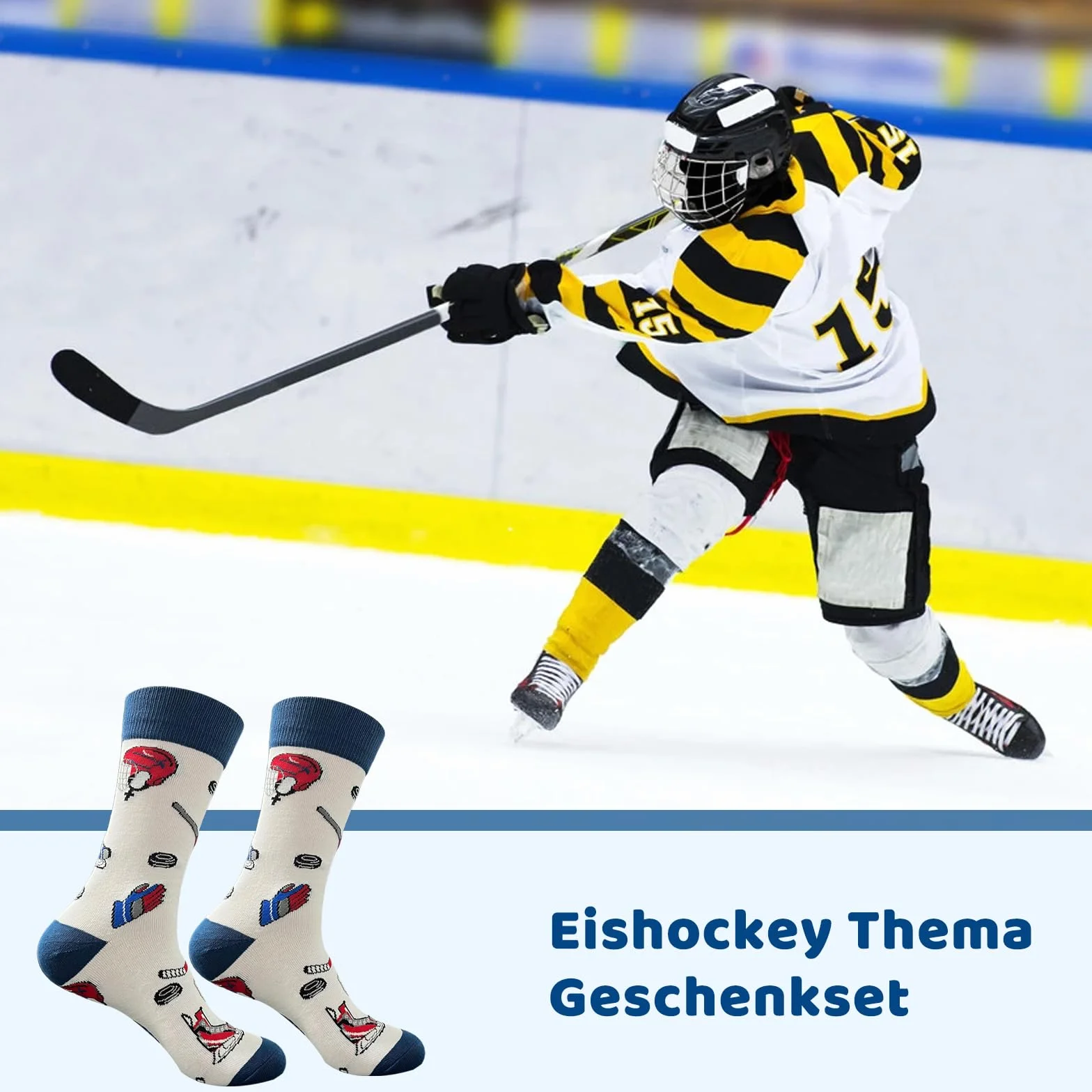 Chaussettes de hockey sur glace pour homme avec porte-clés, ensemble cadeau