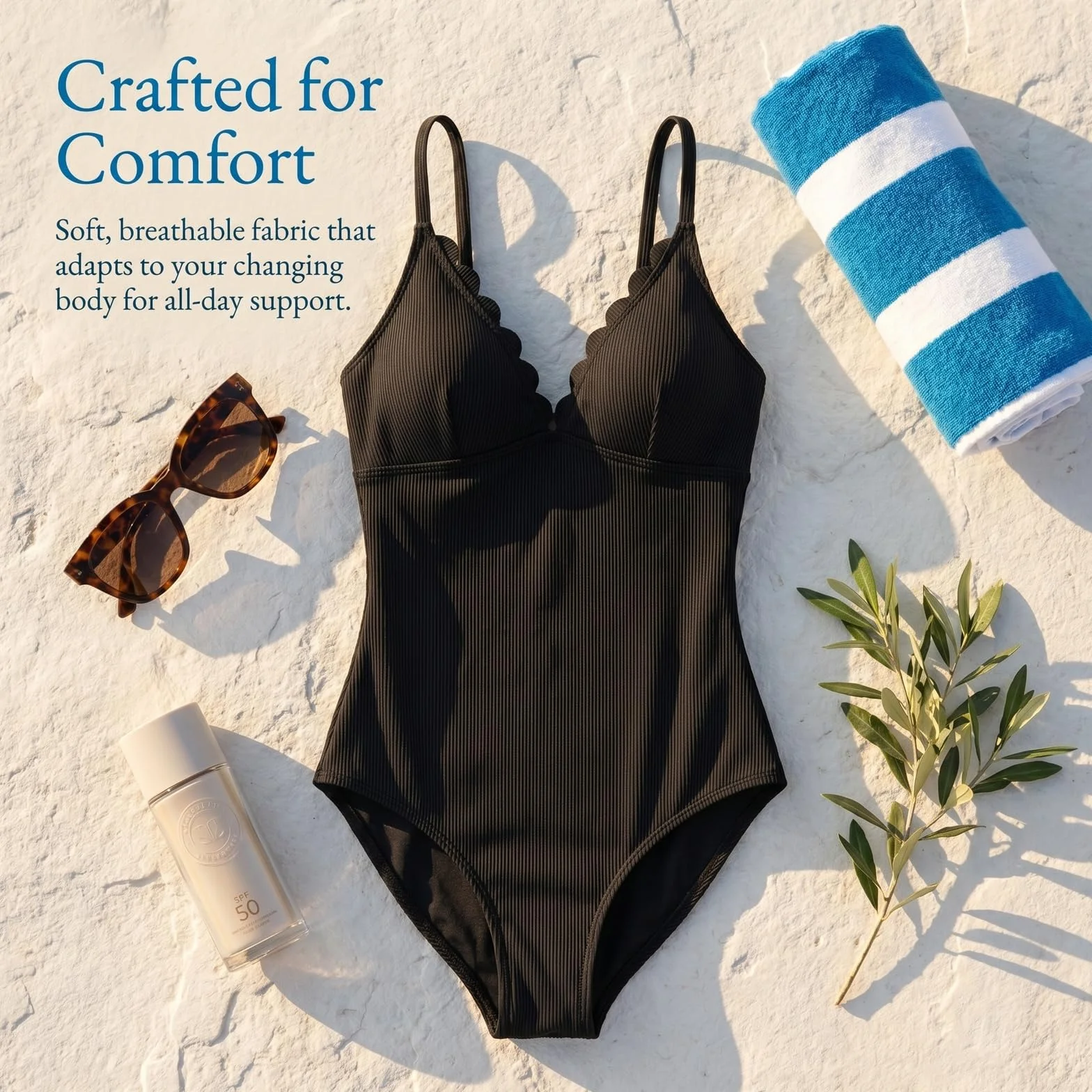 Maillot de Bain Grossesse Femmes Une Pièce Bikini Maternité Col en V avec Coussinet de Poitrine Amovible
