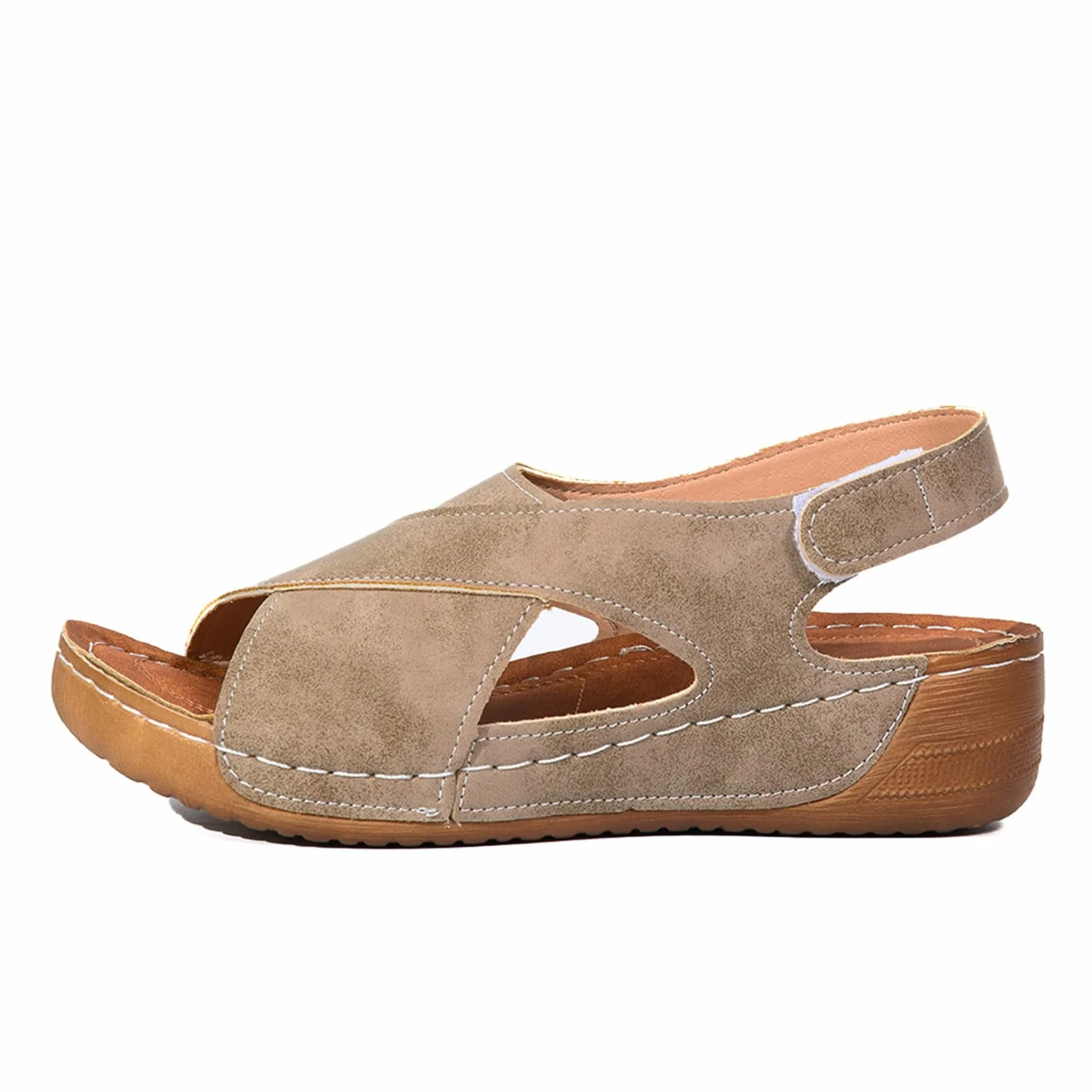 Sandales Femme Orthopédiques à Plateforme Slingback Talon Compensé Confortable