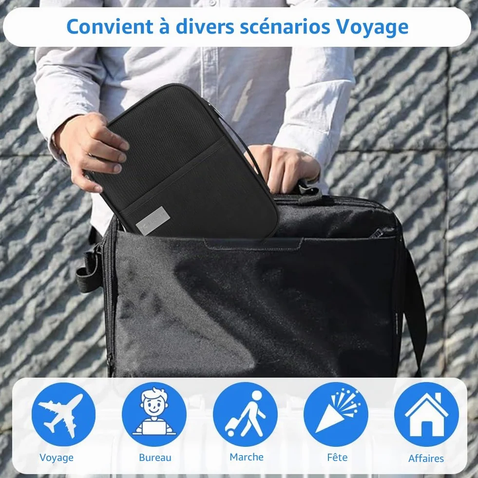 Aucuu Portefeuille Passeport Familial Étanche Organisateur de Voyage pour Passeports, Cash, Cartes d'ID