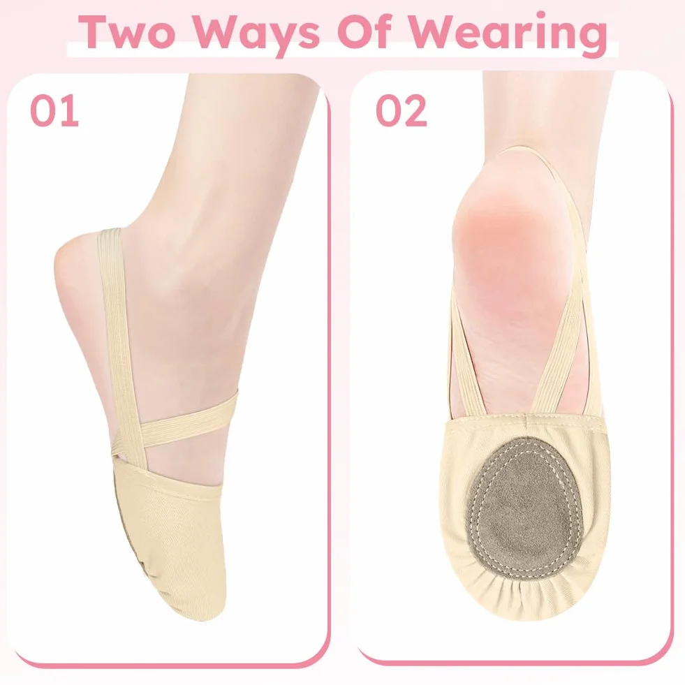 DiULi Demi-Pointes de Danse Classique pour Femmes Chaussons Semi-Solde Ballet Couleur Chair