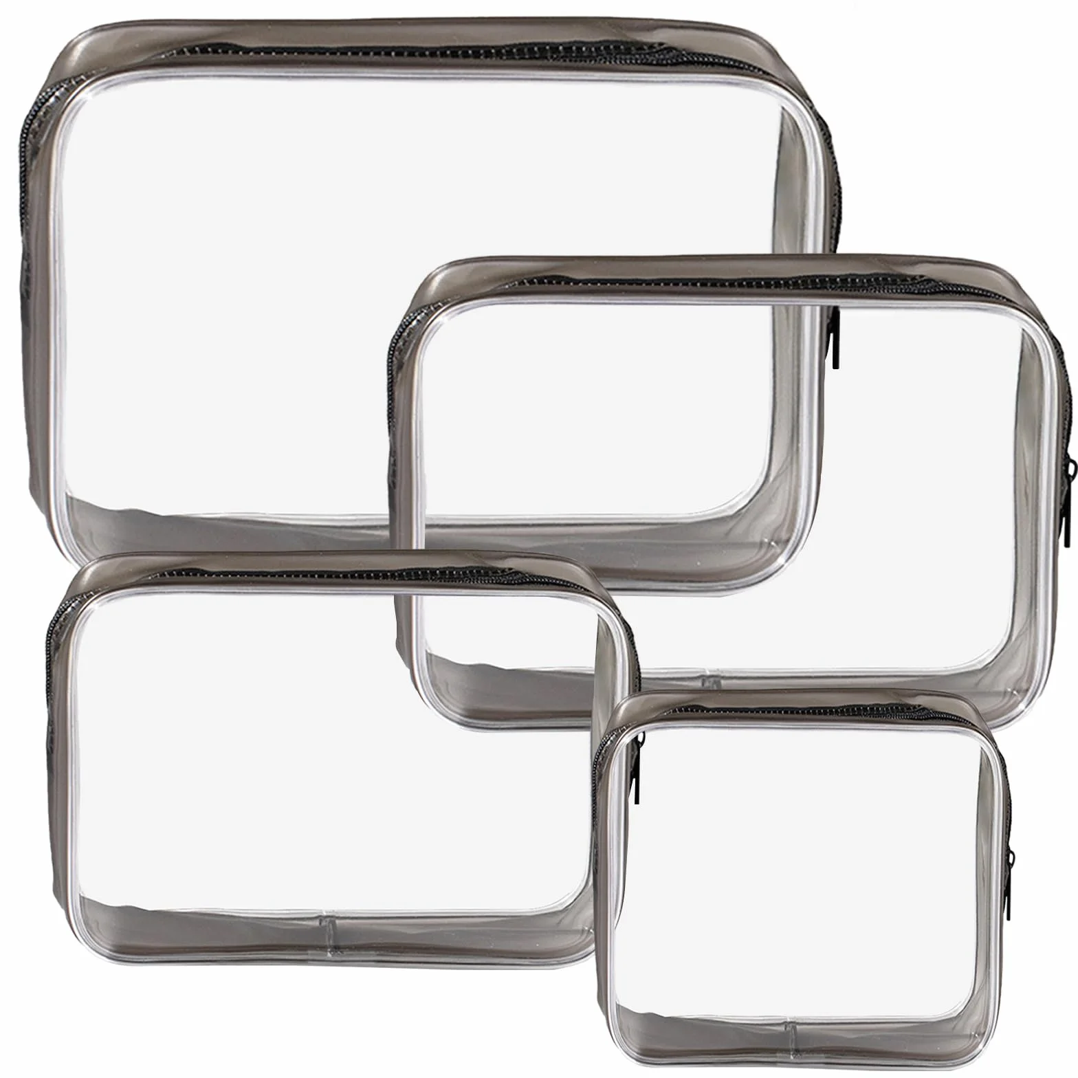KEYRI 4 Pièces Trousse de Toilette Transparente Étanche Trousse de Voyage TSA Kit Voyage Avion Sac Cosmétiques Noir
