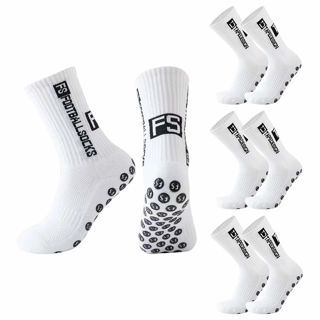 Chaussette Foot Enfant Antidérapantes 4 Paires Blanc Taille 33-39 Football Basketball