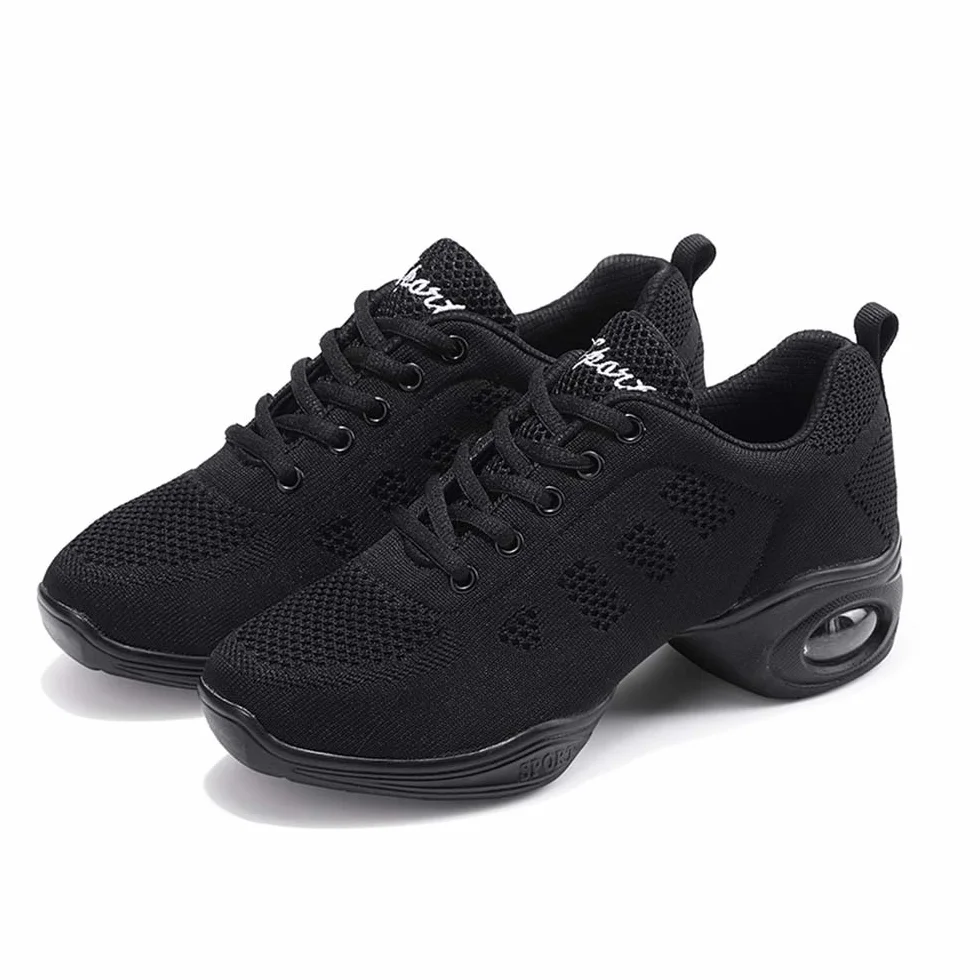 Chaussures de Sport Jazz Femmes Sneakers Zumba Danse Fitness à Lacets Maille Coussin d'air