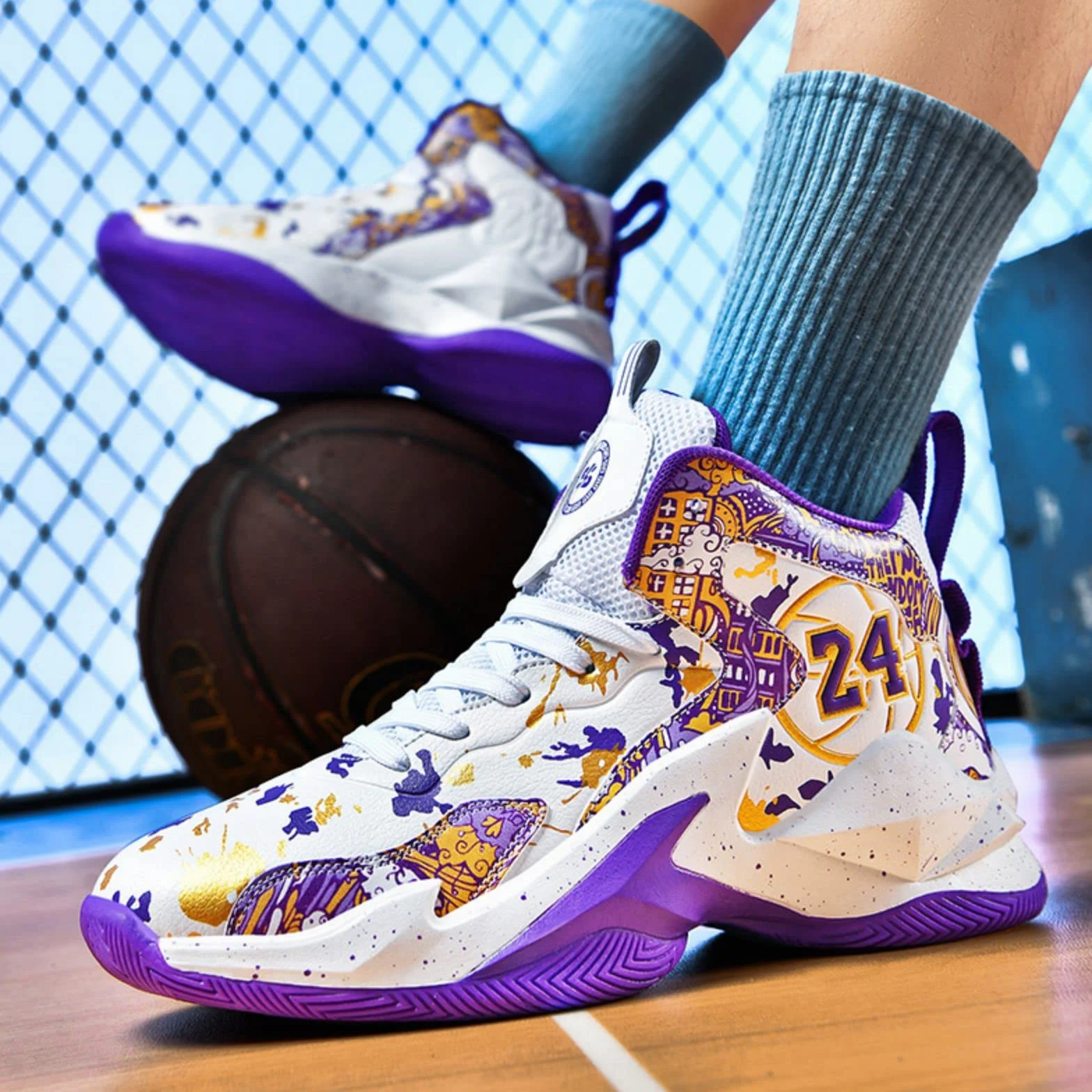 Chaussures de Basket Hautes Antidérapantes pour Hommes, Sneakers Confortables et Respirantes