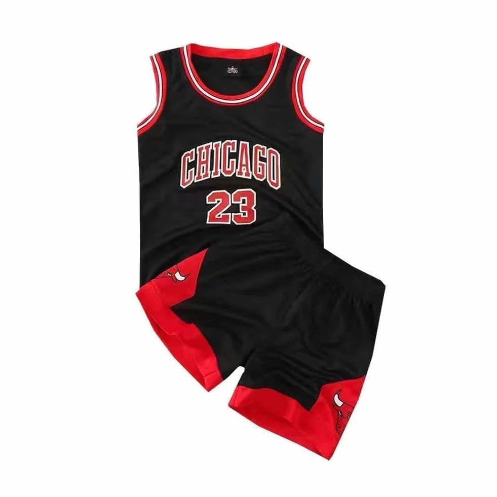 Maillot de basket-ball enfant 2 pièces Noir 8-10 ans