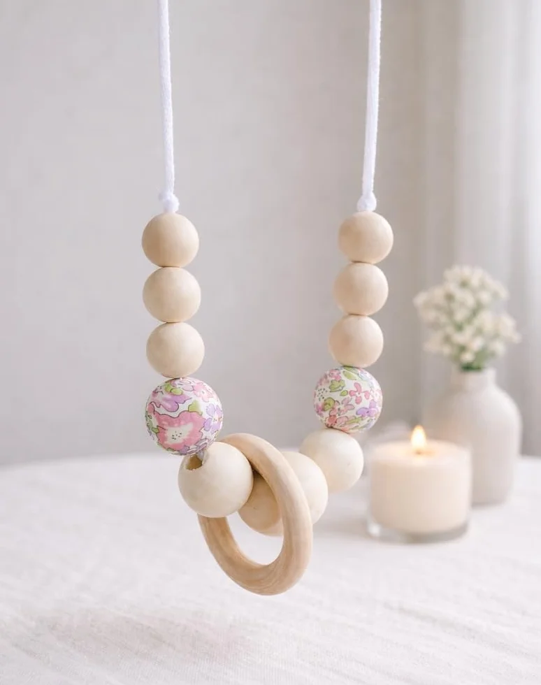 LITTLE Collier d’allaitement maman bois silicone Bijou maternité sensoriel Accessoire portage
