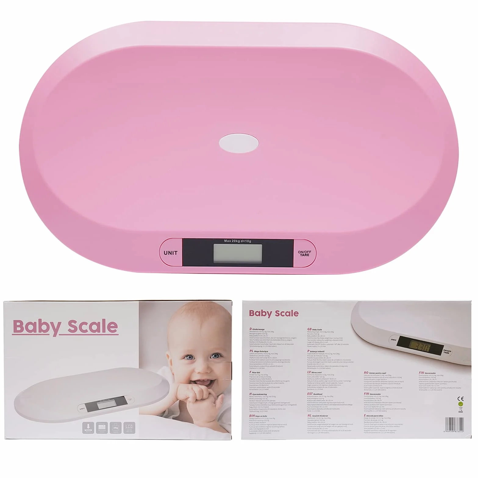 Pèse-bébé électronique 20 kg 44 lbs écran LCD balance bébé avec serviette