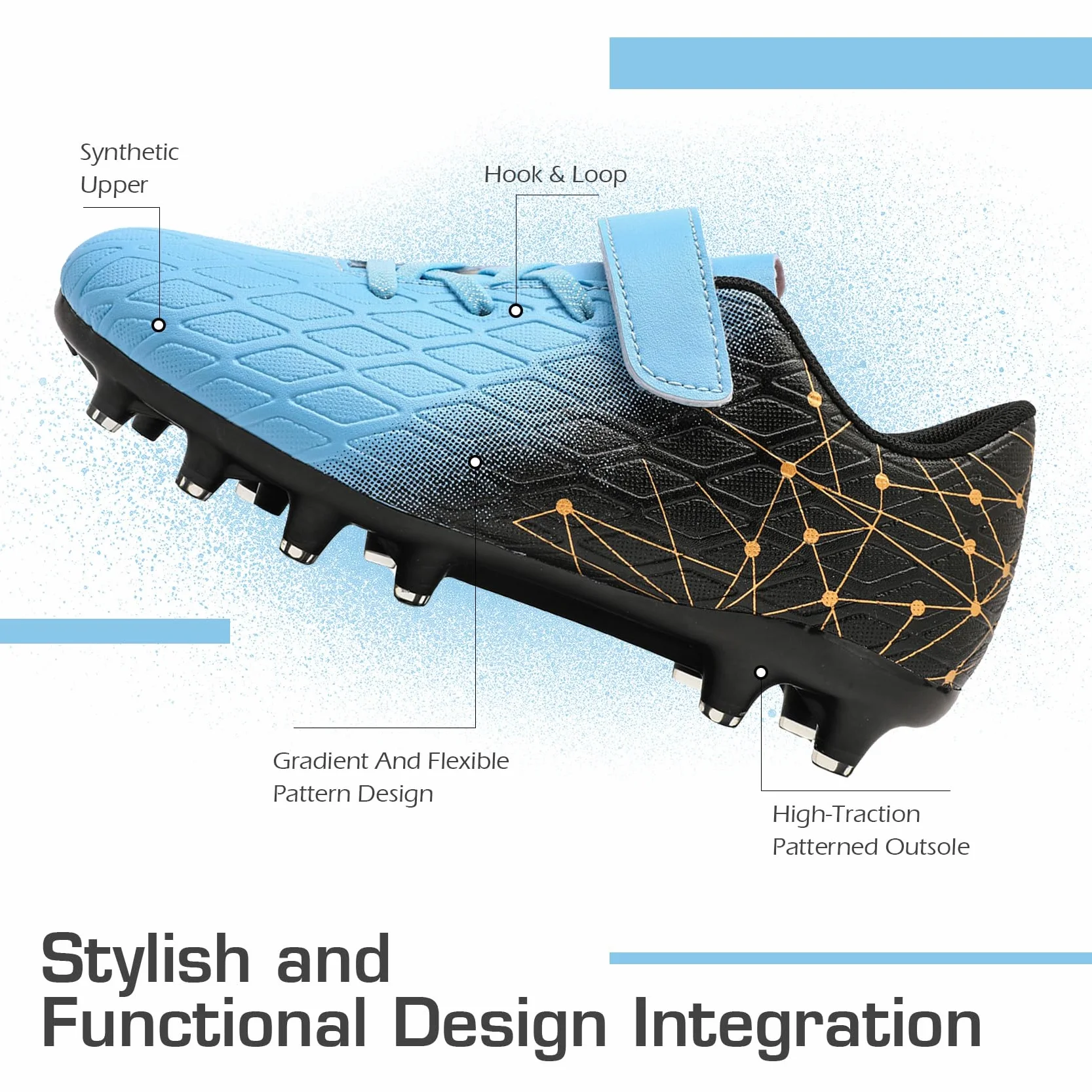 DimaiGlobal Chaussures de Football Garçon Fille Futsal avec Crampons Antidérapants Enfant
