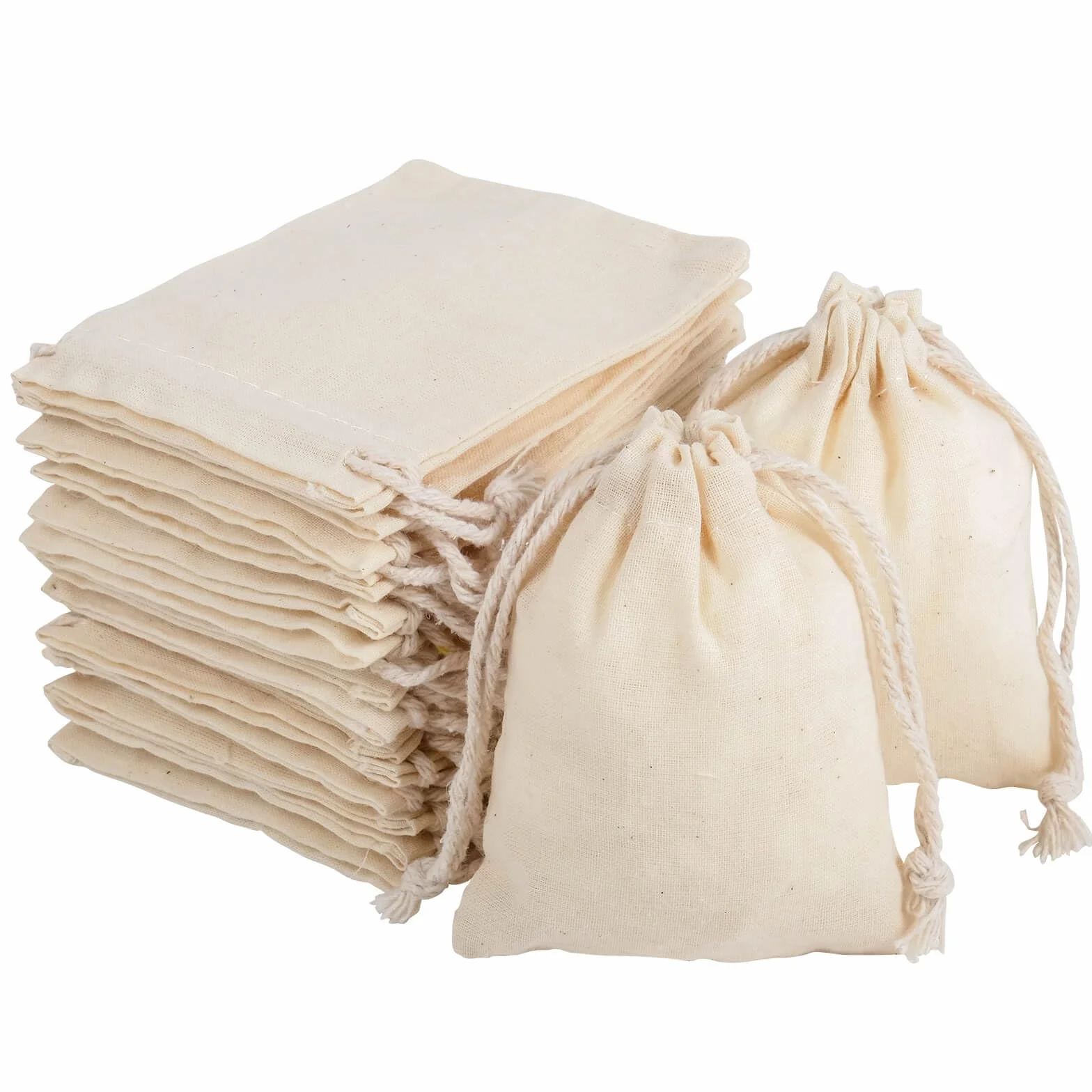 Sacs en Lin 7x9cm, Pochon Tissu Mariage avec Cordon de Serrage, Sac Cadeau Toile 30pcs