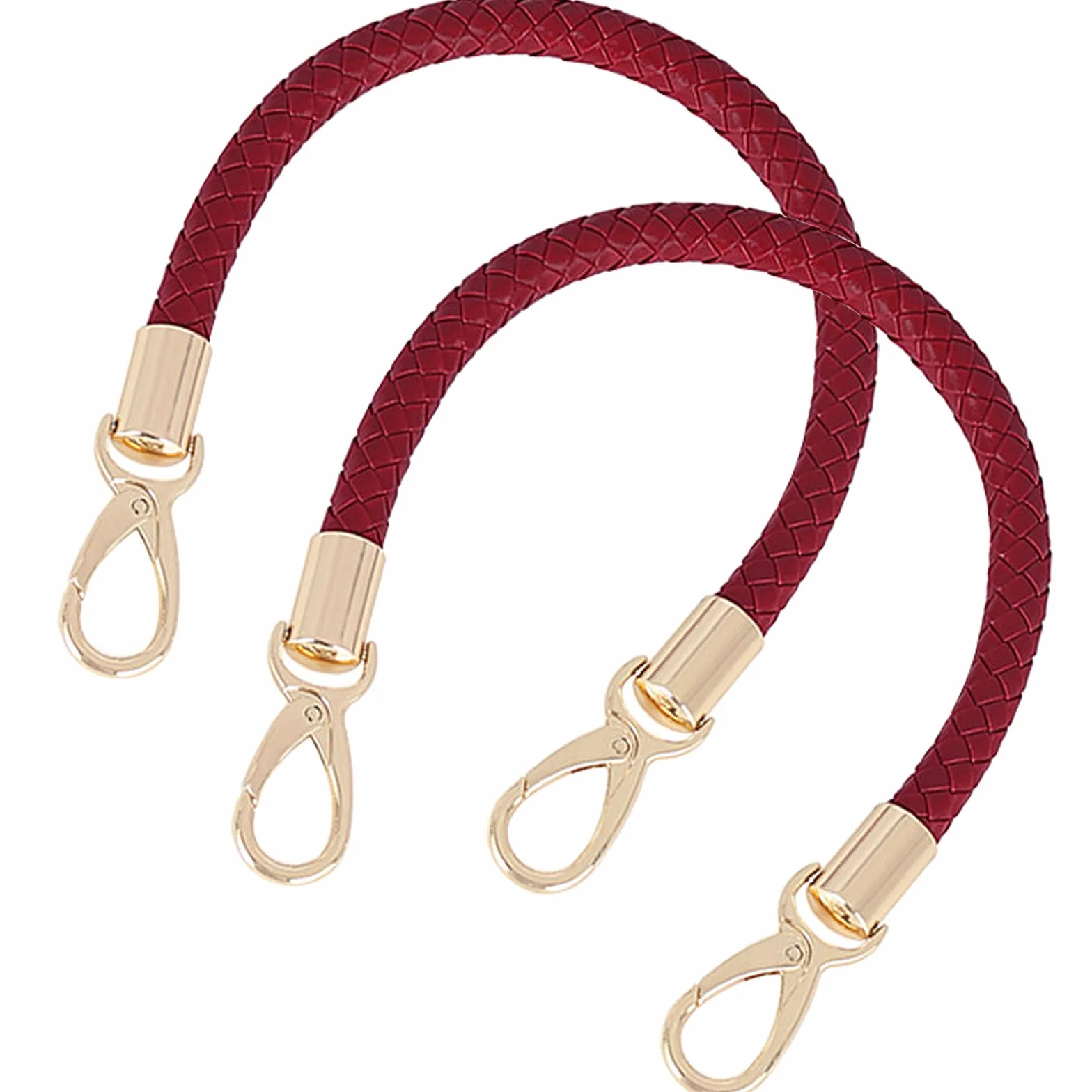 Poignée de Rechange Sac à Main 40CM PU Cuir avec Crochets à Mousqueton Rouge
