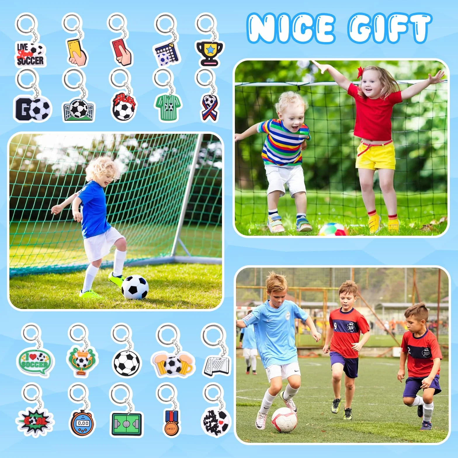 Porte-clés de Football 20 Pièces pour Fan de Sport, Cadeaux Souvenirs