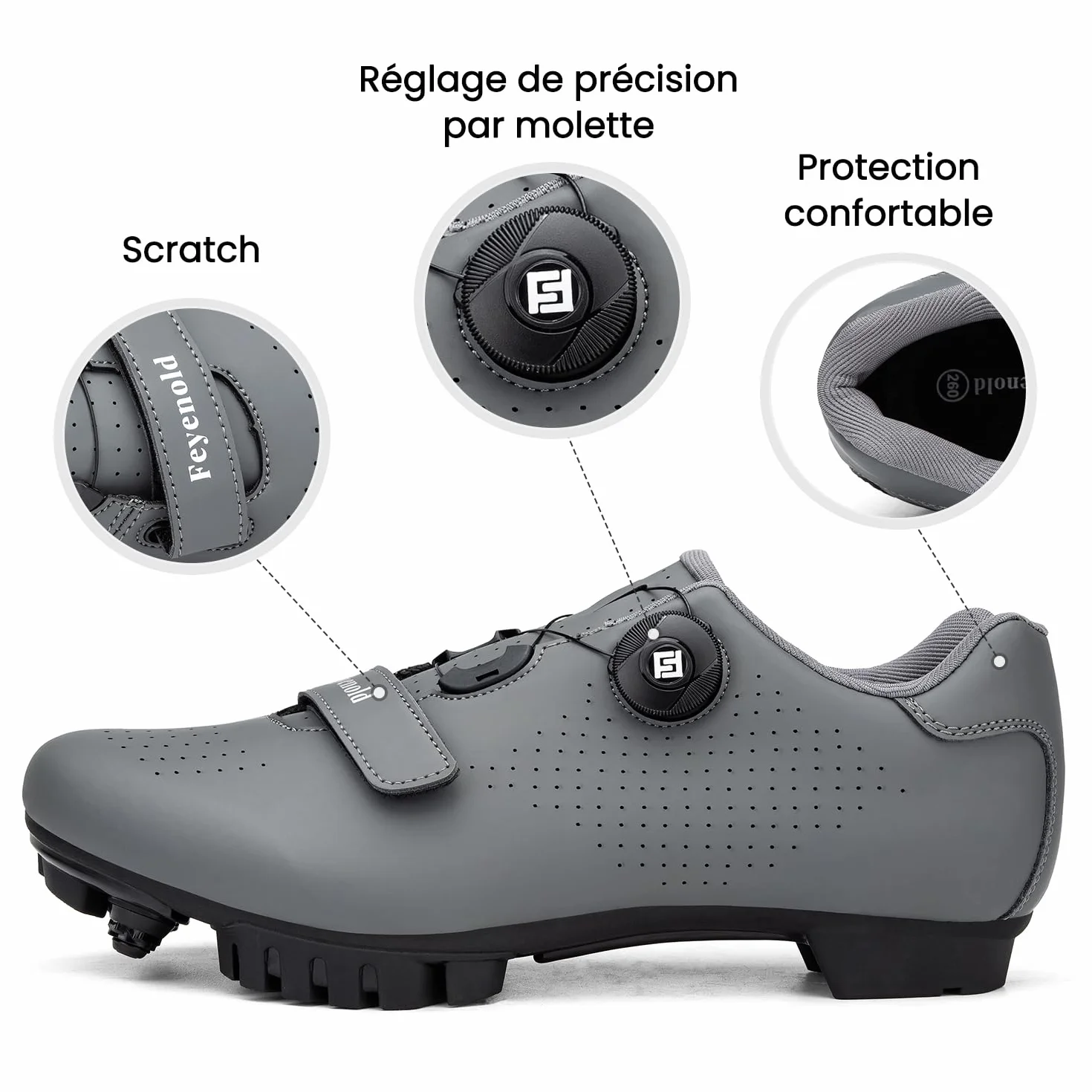 Feyenold Chaussures de Cyclisme VTT Chaussures de vélo de Montagne Compatibles SPD Cleats