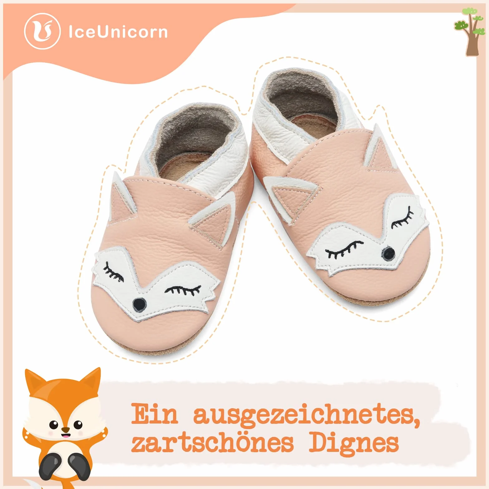 Chausson Bébé Cuir Souple Premiers Pas IceUnicorn Garçon Fille