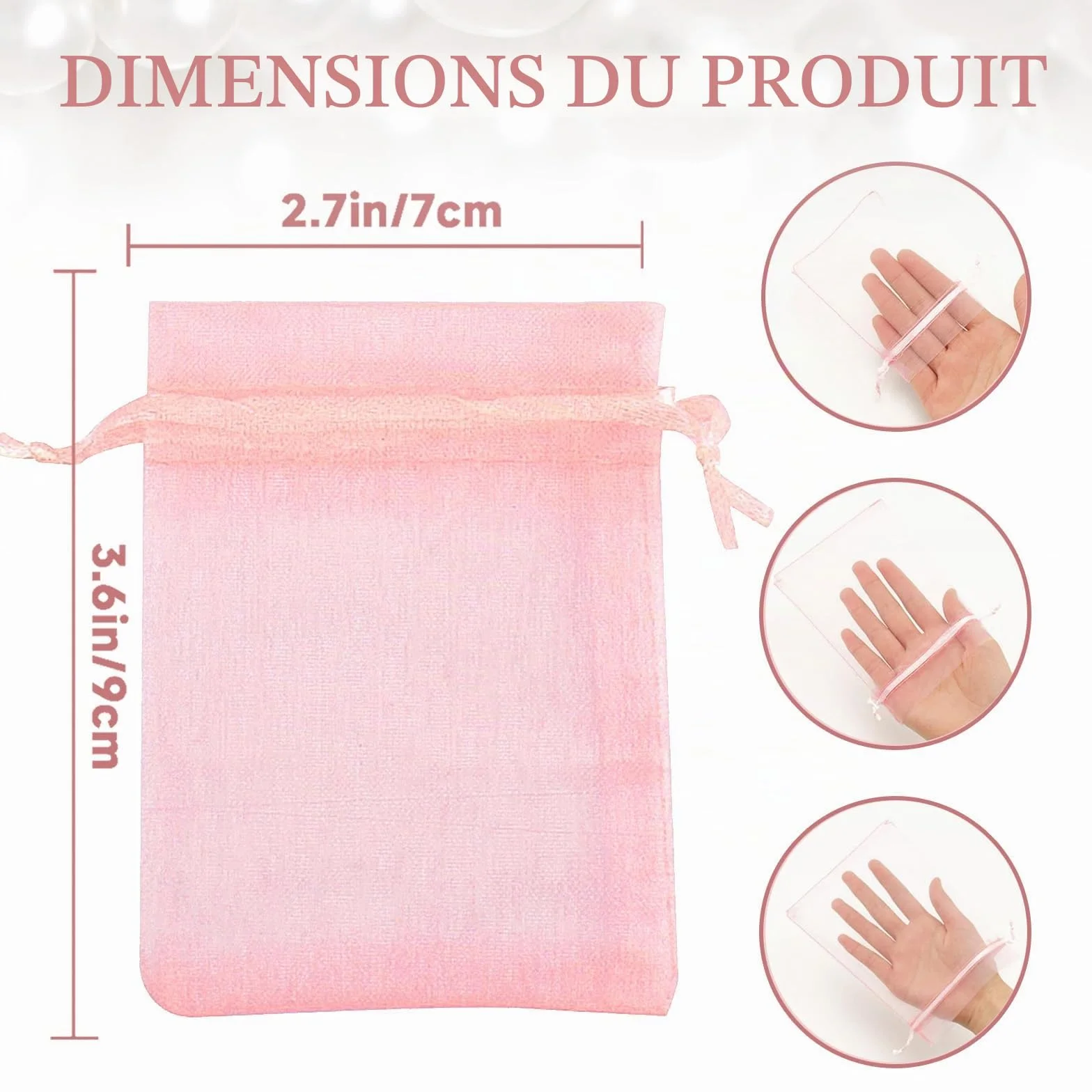 Sachet Organza 50PCS Pochette Cadeau 7x9 cm Sac à Bijoux Lavande Mariage
